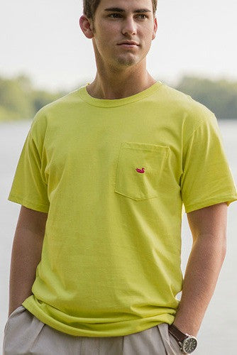Southern Marsh: Embroidered Pocket Tee, Electric Lime