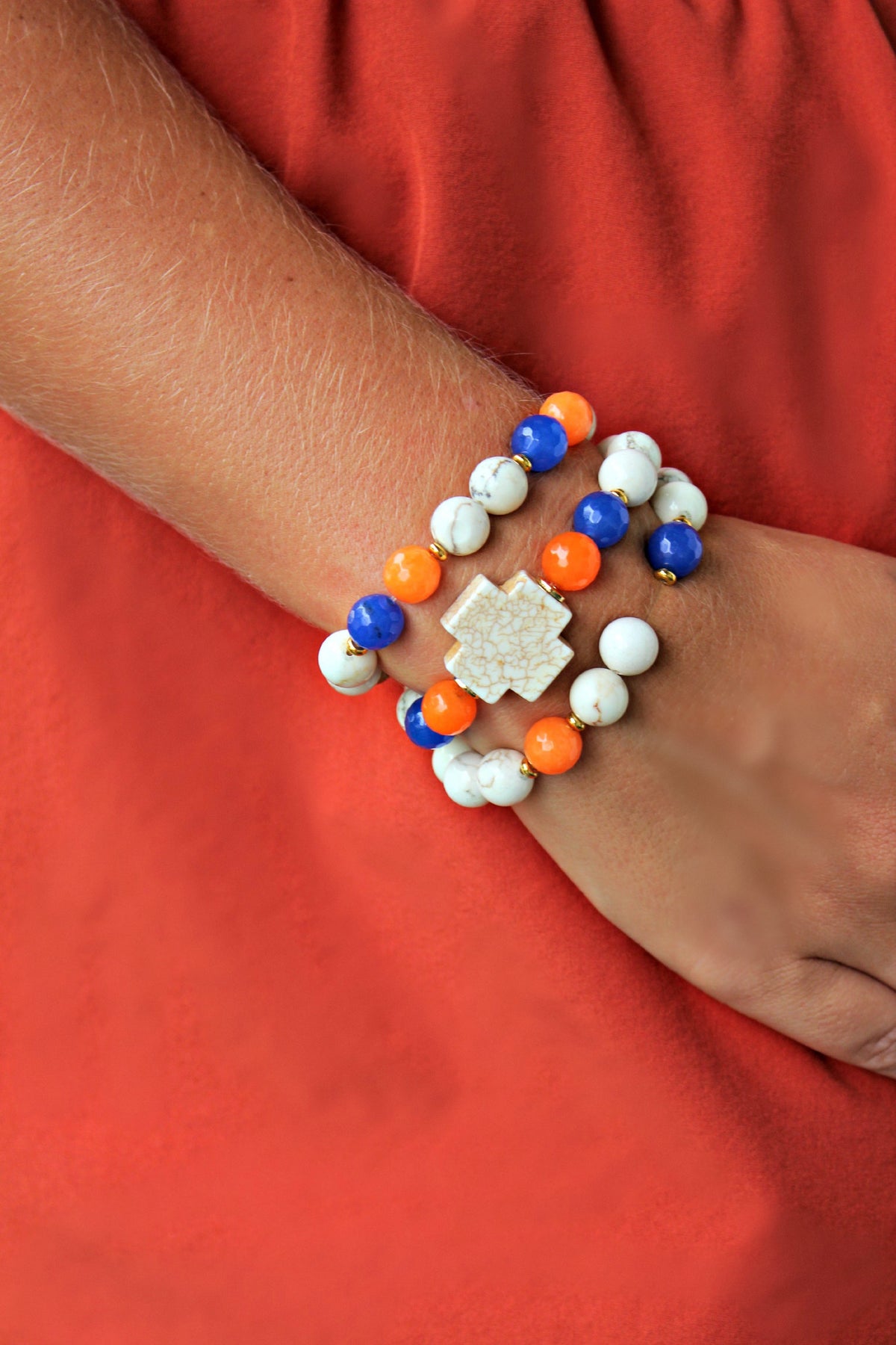 Swara Jewelry: Bracelet Set, Orange/Blue