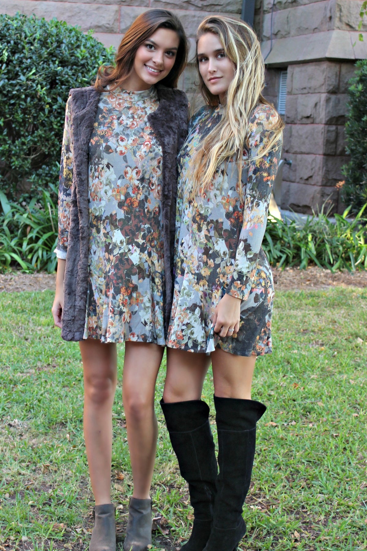 Uncle Frank: Fall Floral Dress, Gray