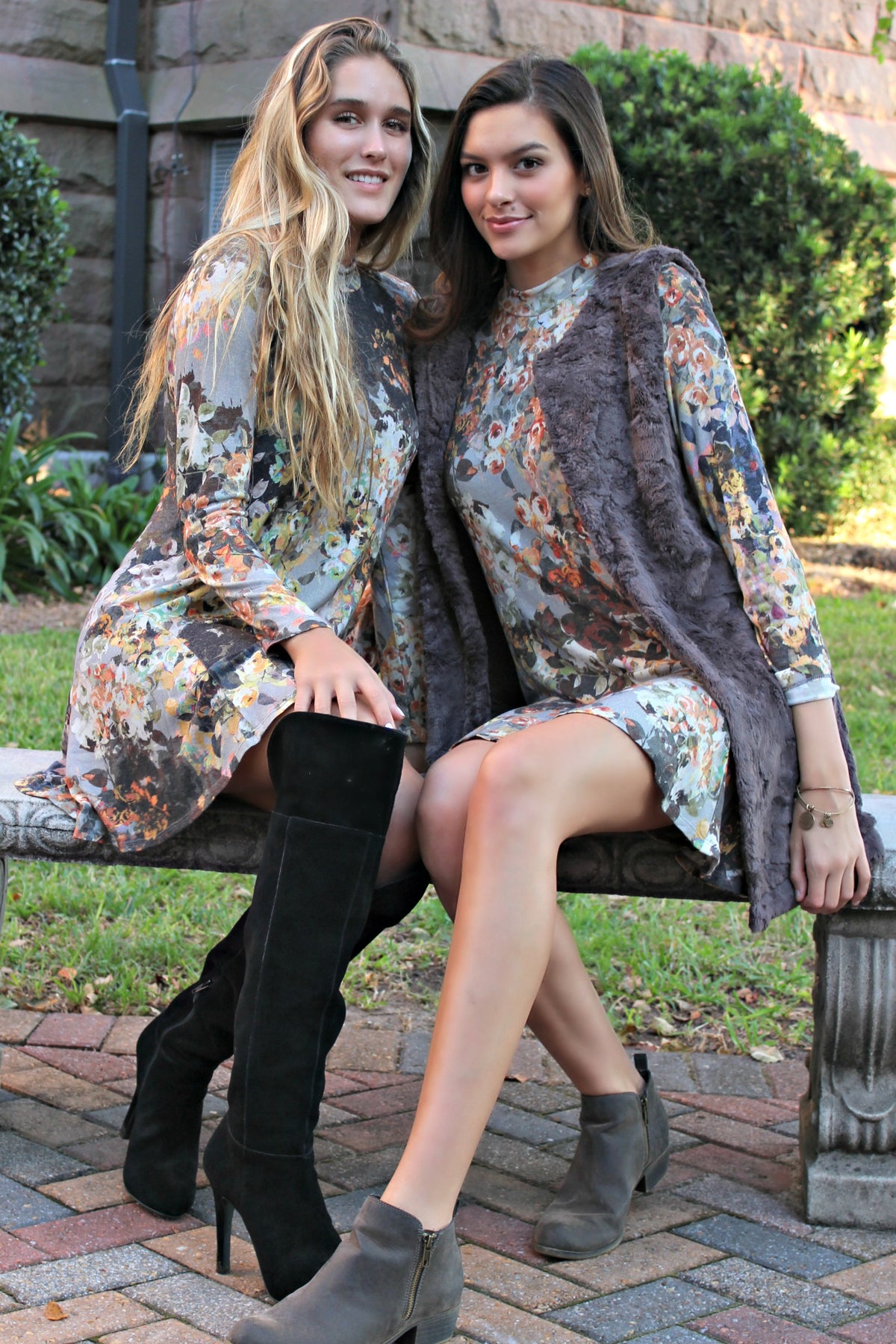 Uncle Frank: Fall Floral Dress, Gray