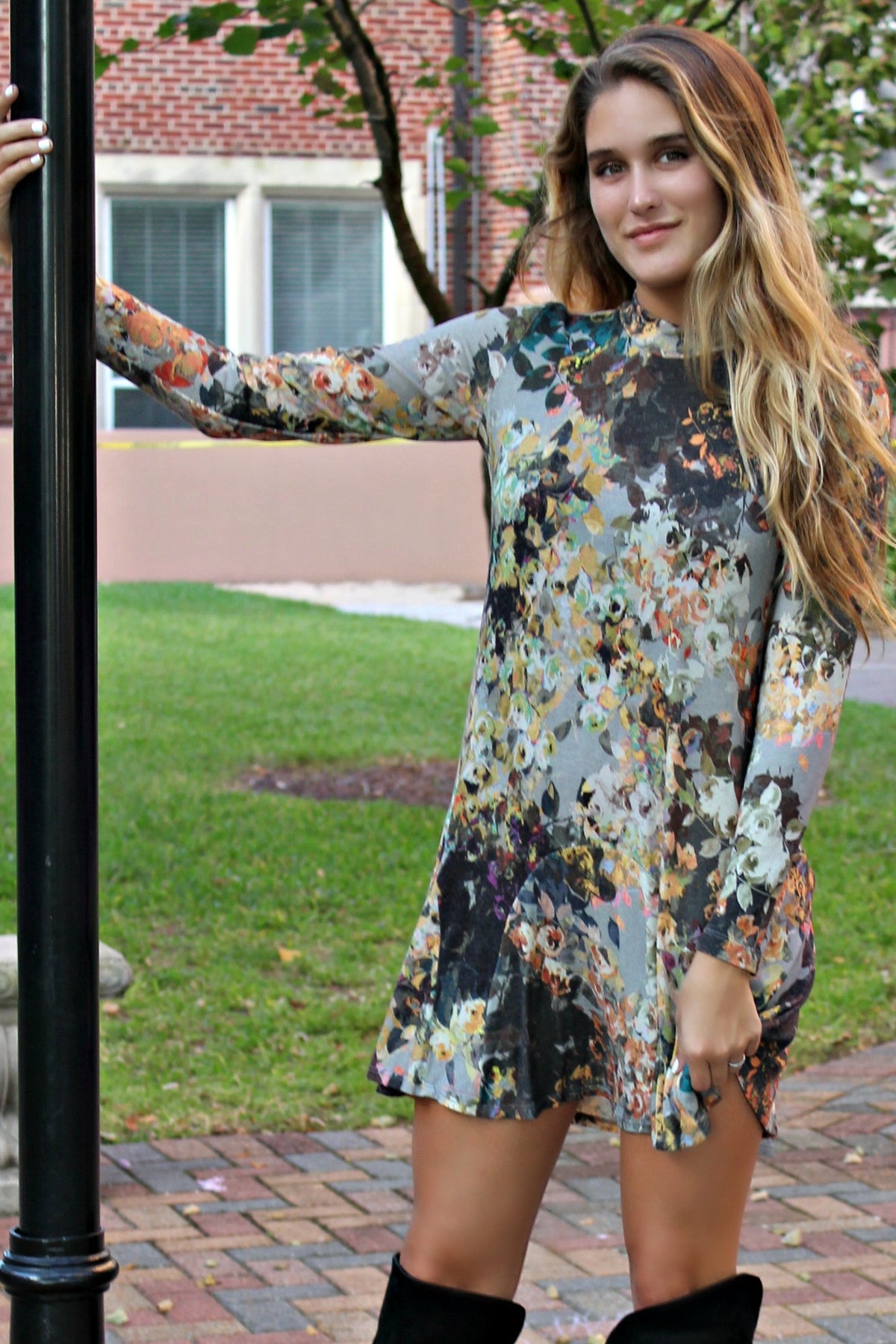 Uncle Frank: Fall Floral Dress, Gray