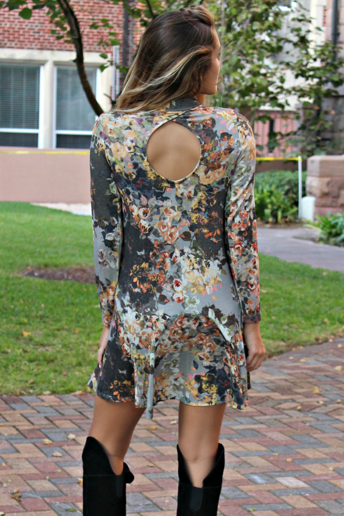 Uncle Frank: Fall Floral Dress, Gray