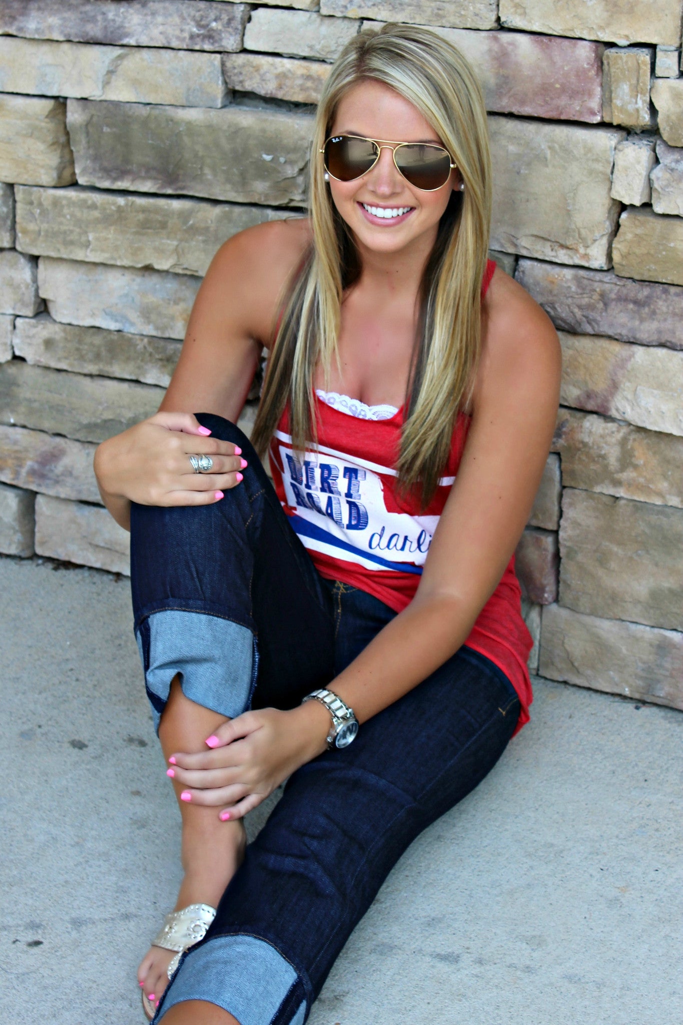 Judith March: Dirt Road Darlin' Tank, Red