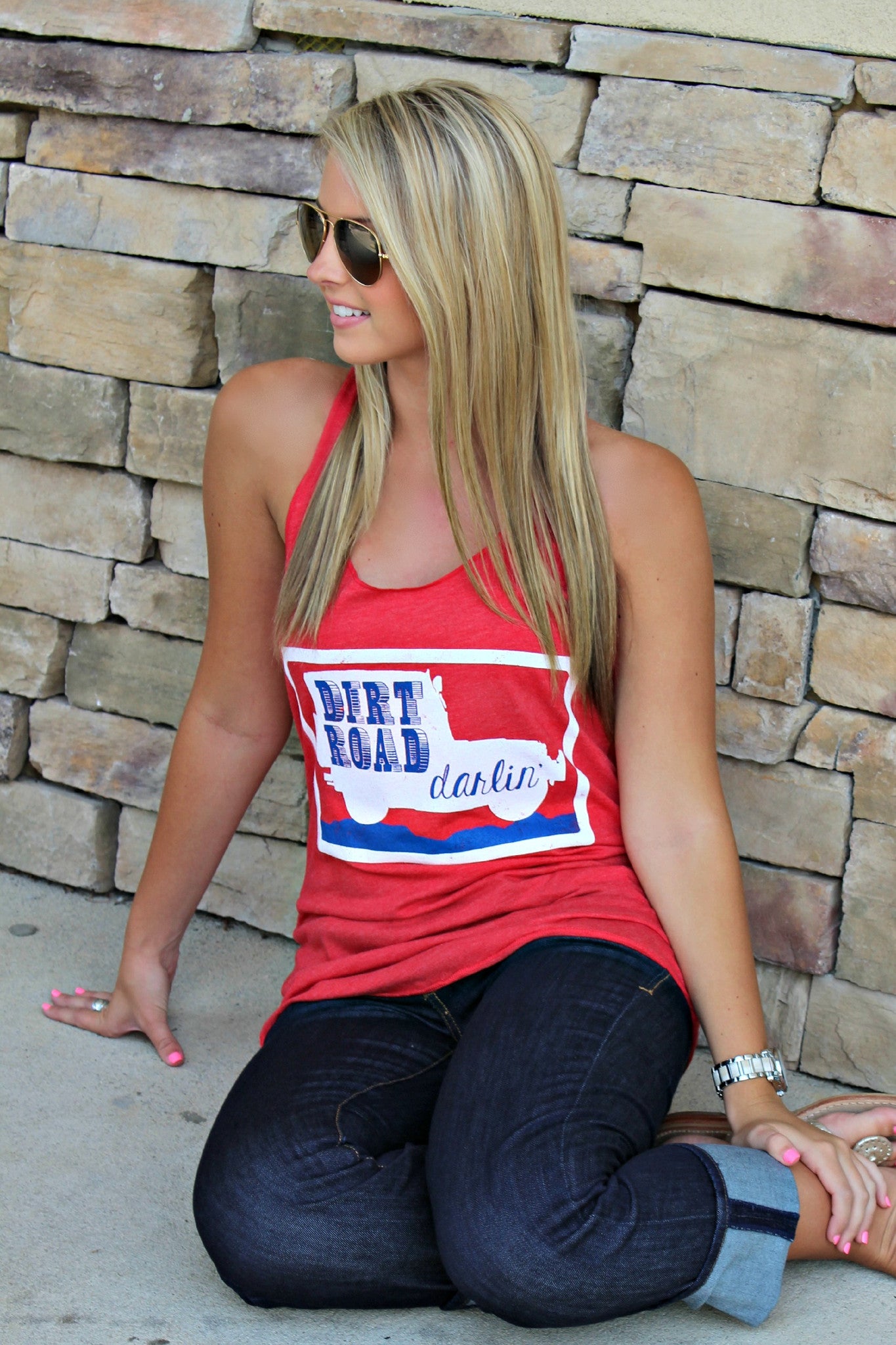 Judith March: Dirt Road Darlin' Tank, Red