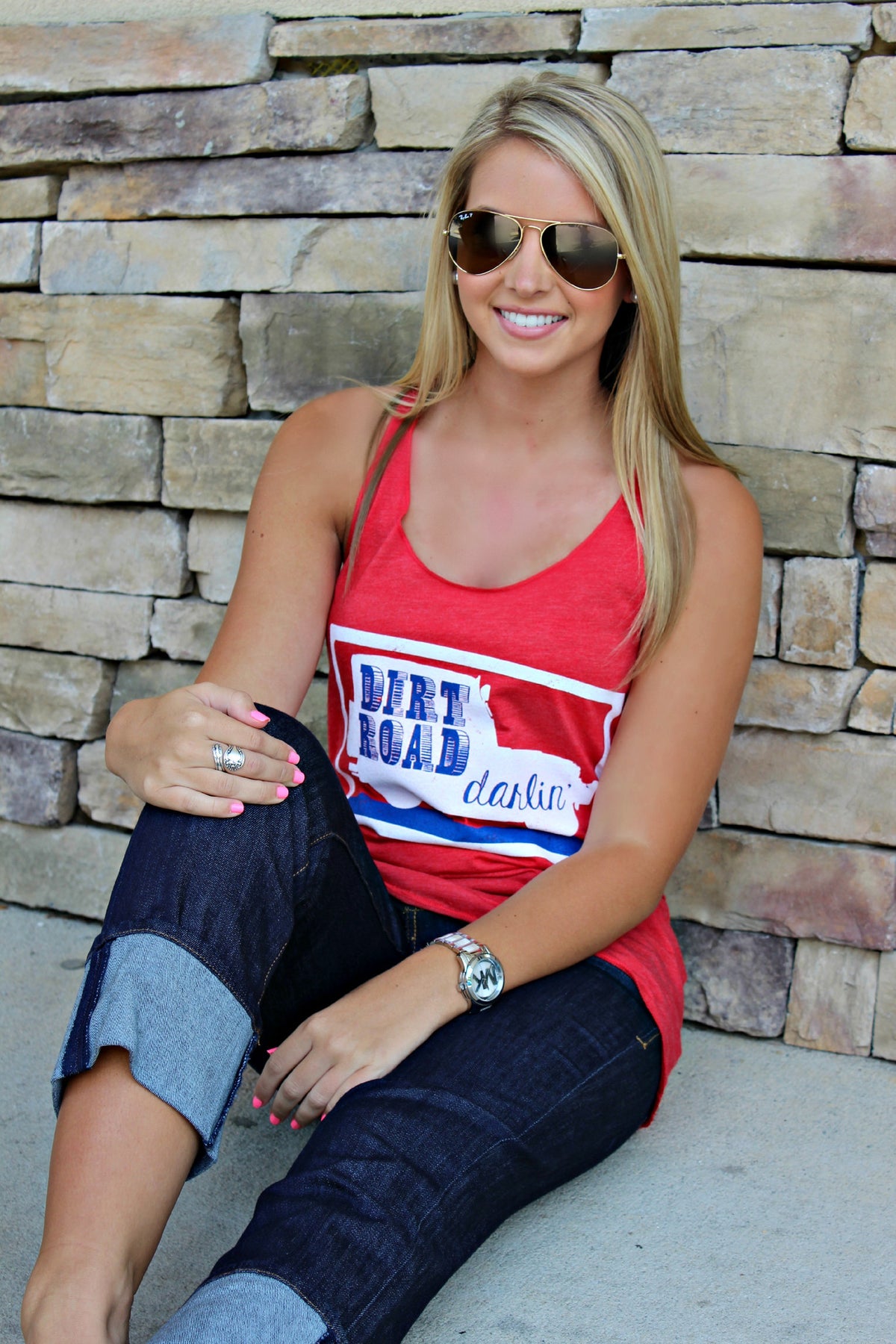 Judith March: Dirt Road Darlin&#39; Tank, Red