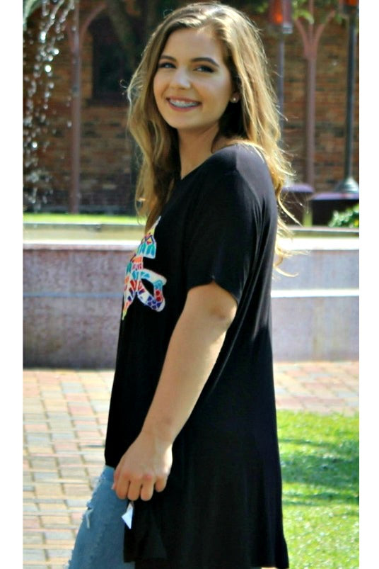 Judith March: Football Applique Tee, Black