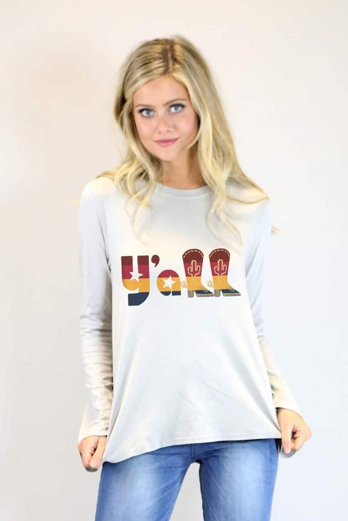 Judith March: Cactus/Boot Y&#39;all Tee, Oatmeal