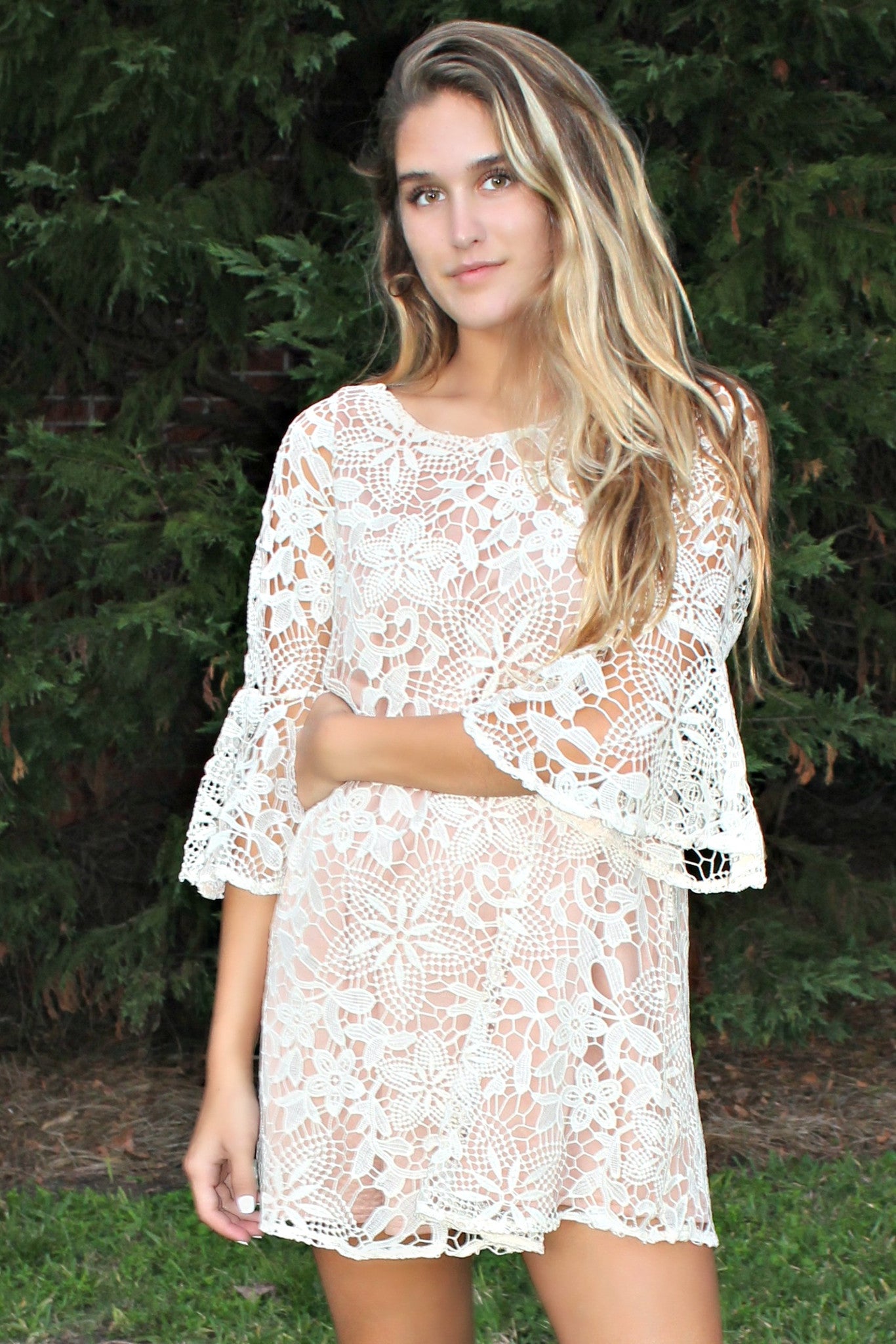 Judith March: Crochet Lace Dress, Cream