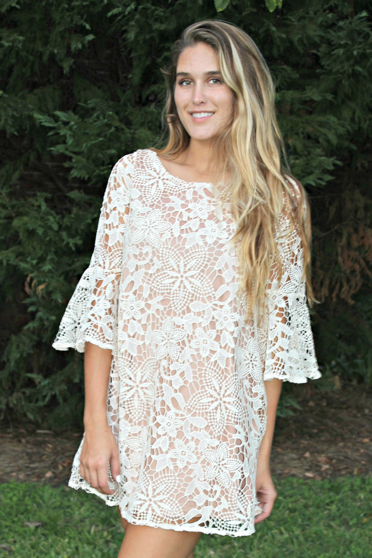 Judith March: Crochet Lace Dress, Cream