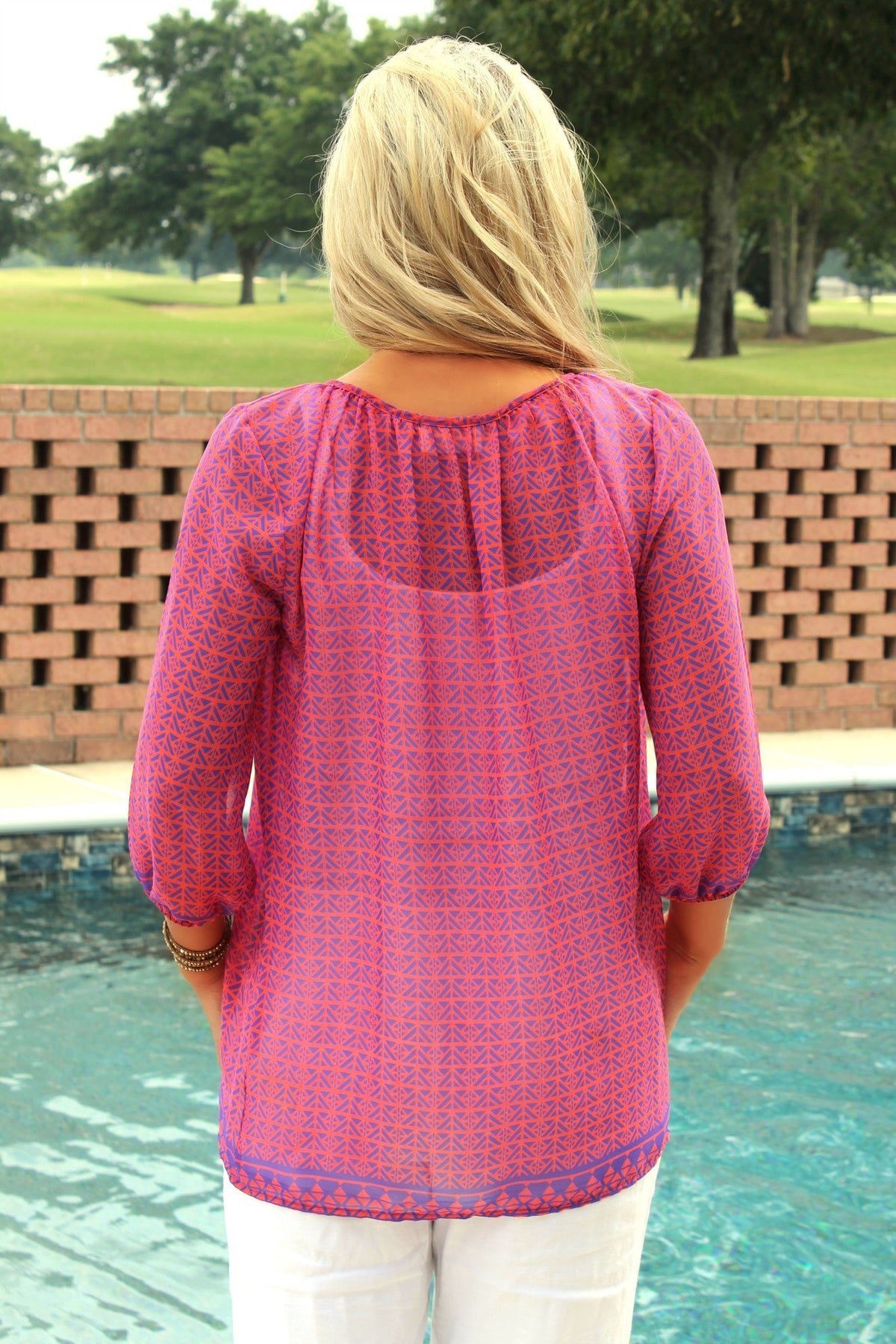 Everly: Mamie Blouse, Pink and Blue