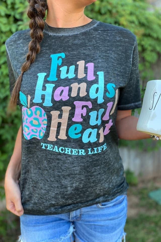 Teacher Life Tee, Black Burnout