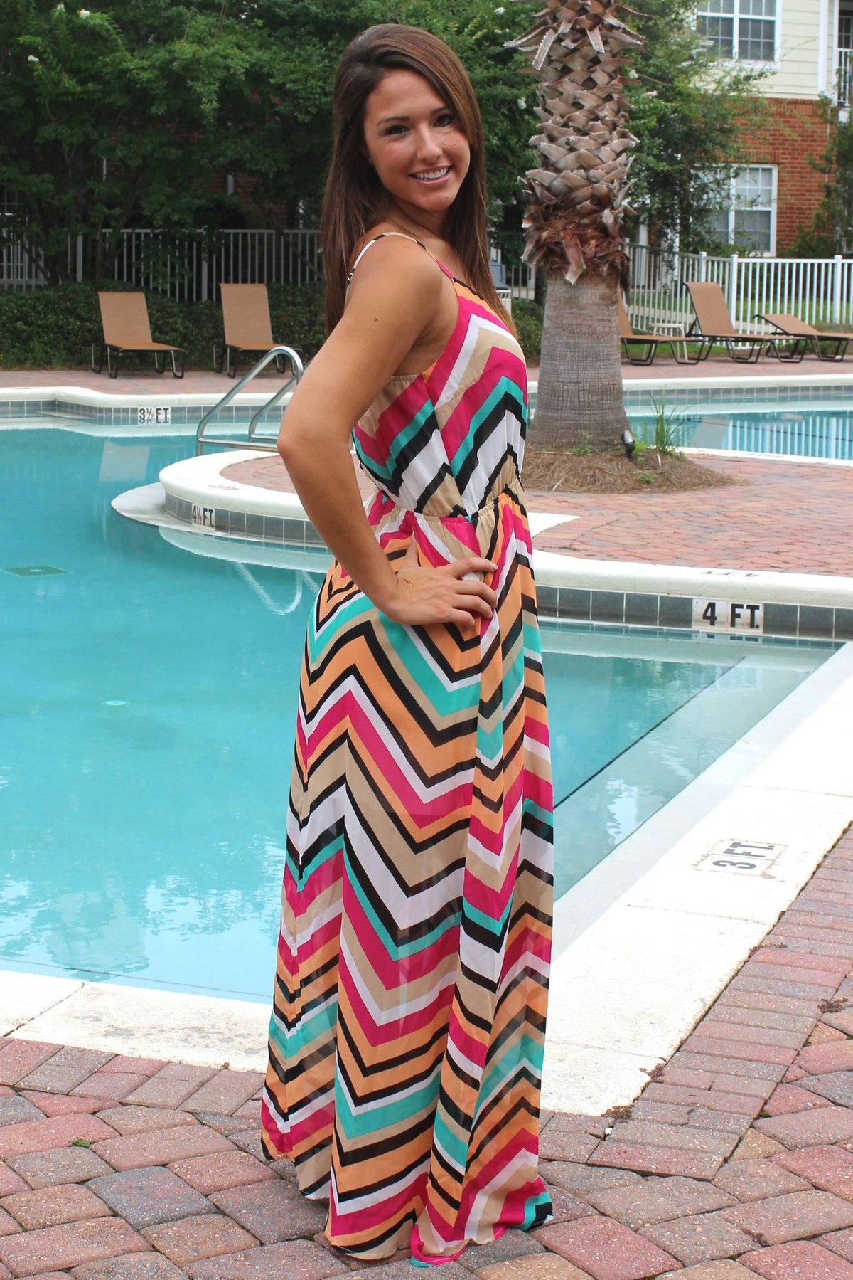 Kristi Maxi Dress, Chevron