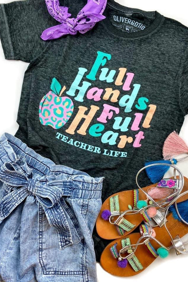 Teacher Life Tee, Black Burnout