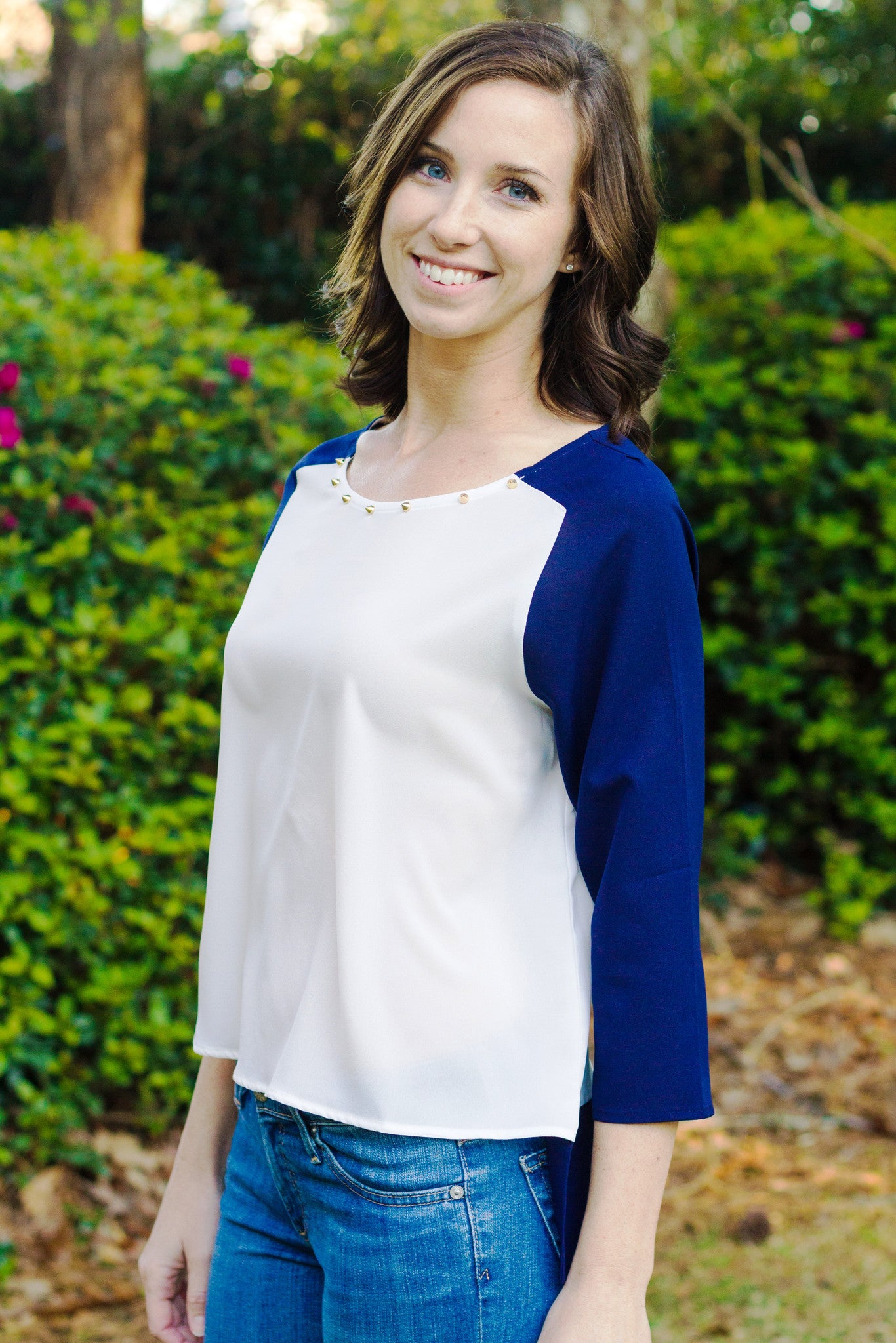 Donna Top, White/Navy