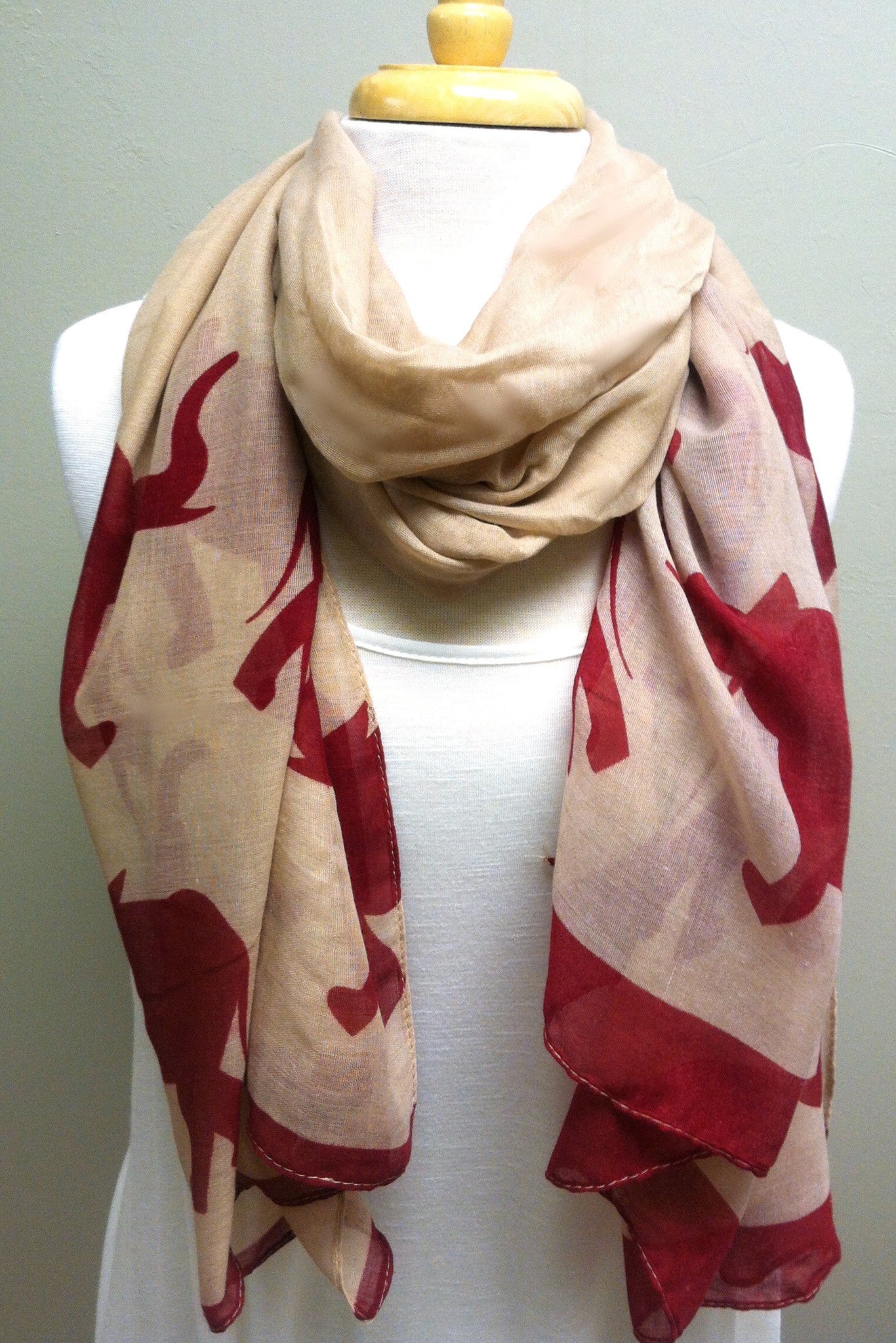 Elephant Scarf, Burgundy