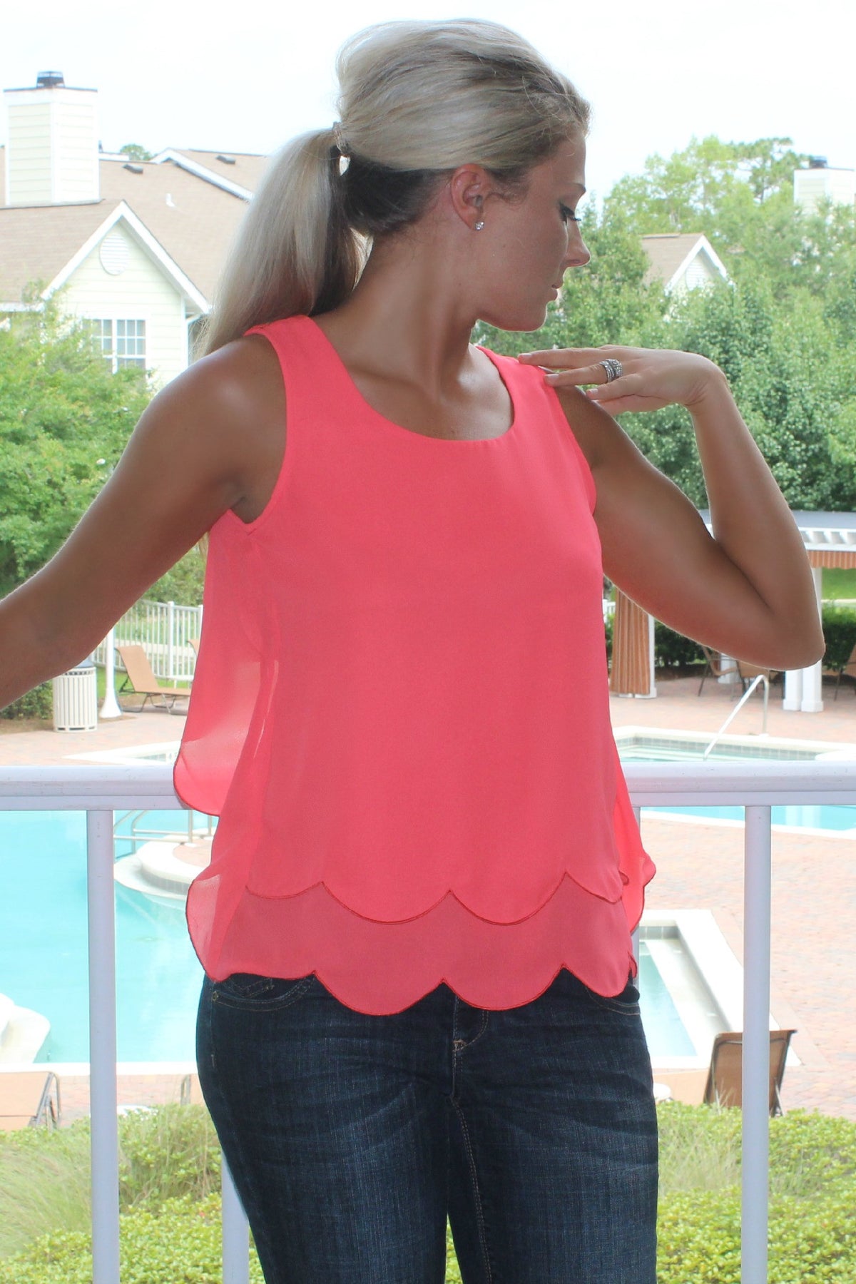 Tiffani Top, Coral