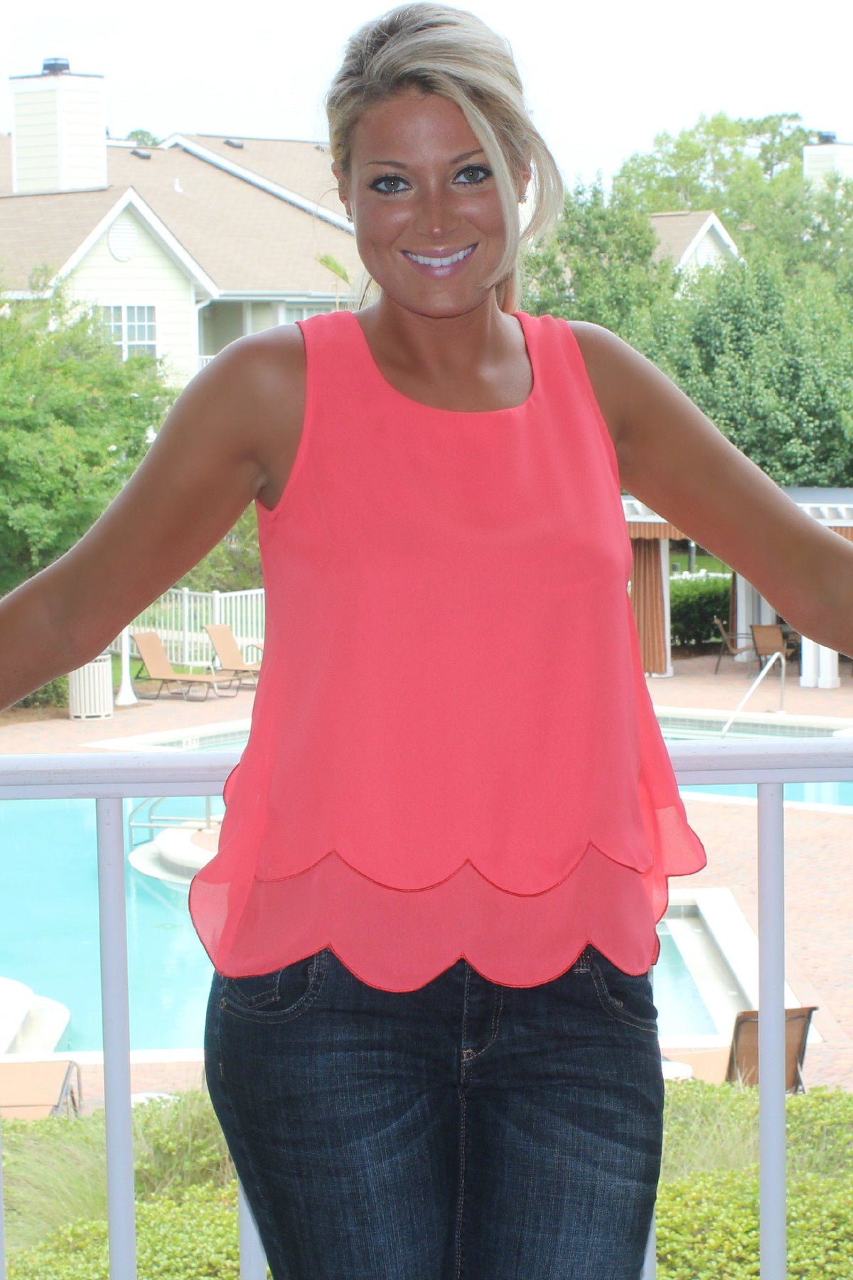 Tiffani Top, Coral