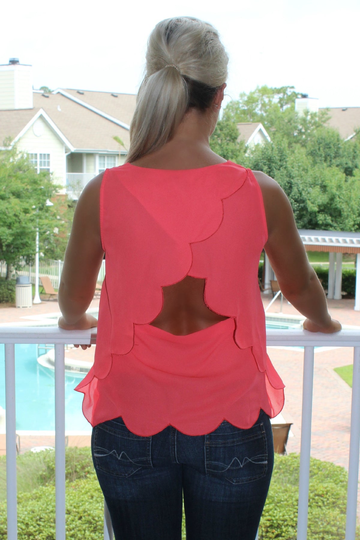 Tiffani Top, Coral