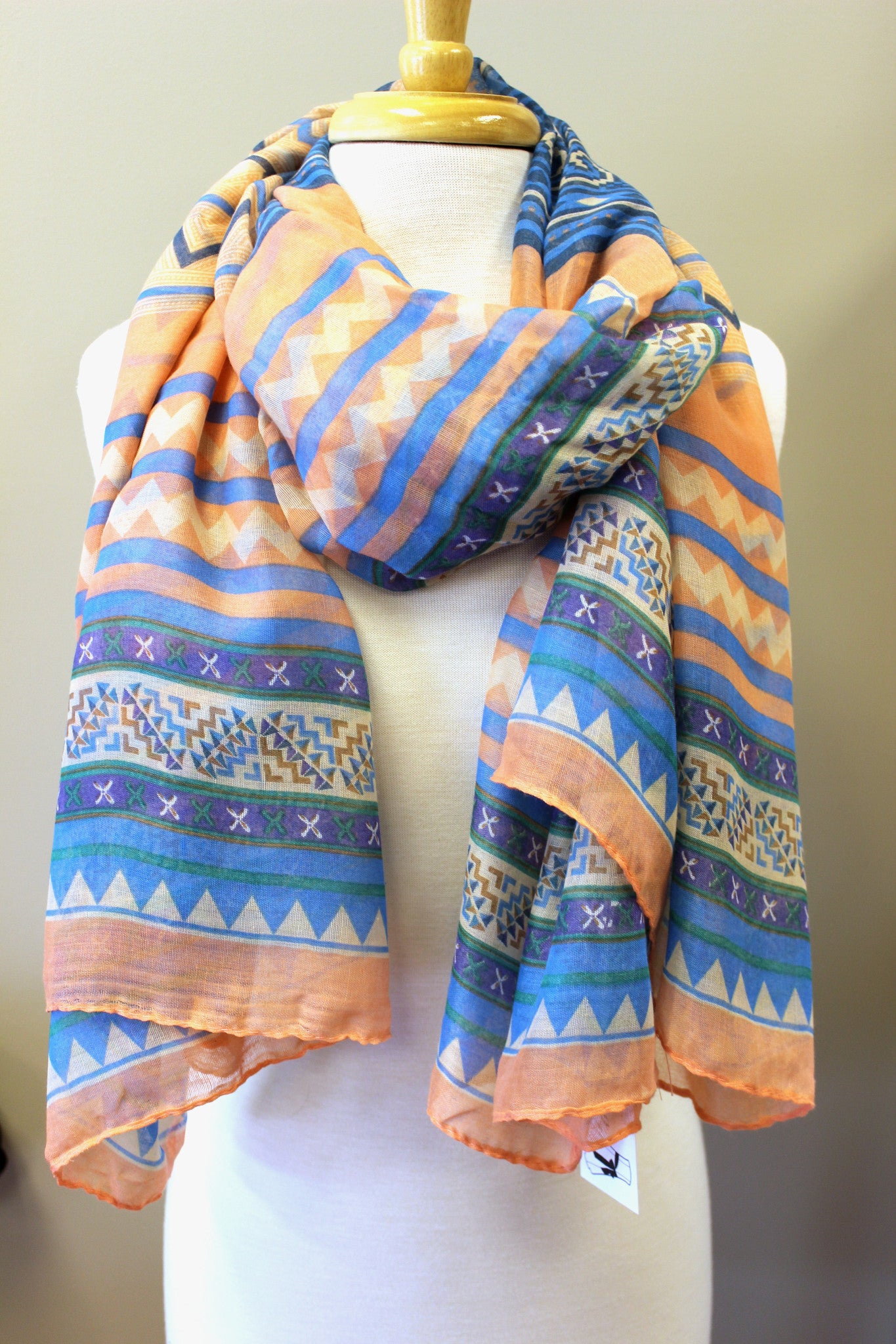 Becca Scarf, Blue/Peach