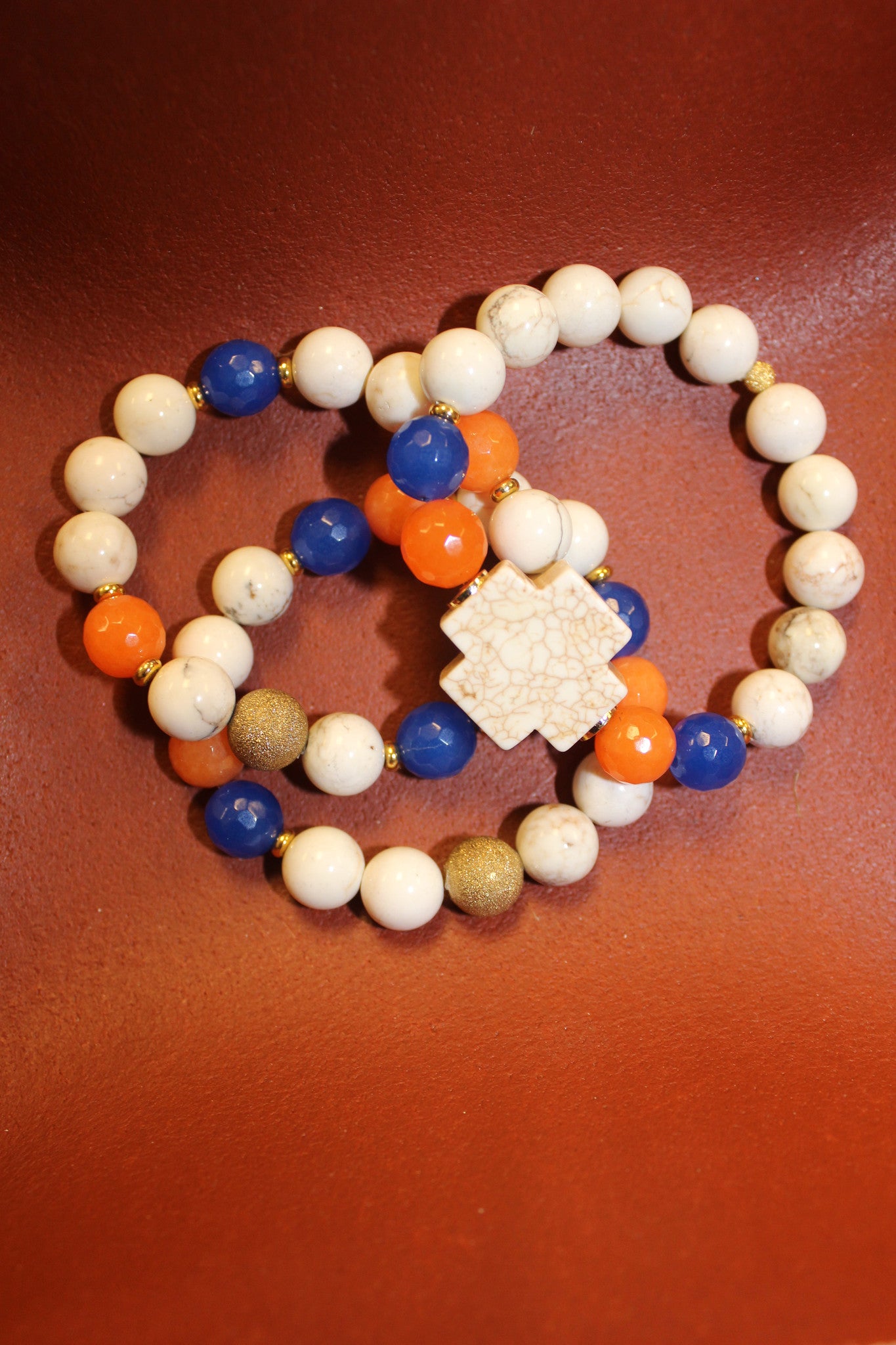 Swara Jewelry: Bracelet Set, Orange/Blue