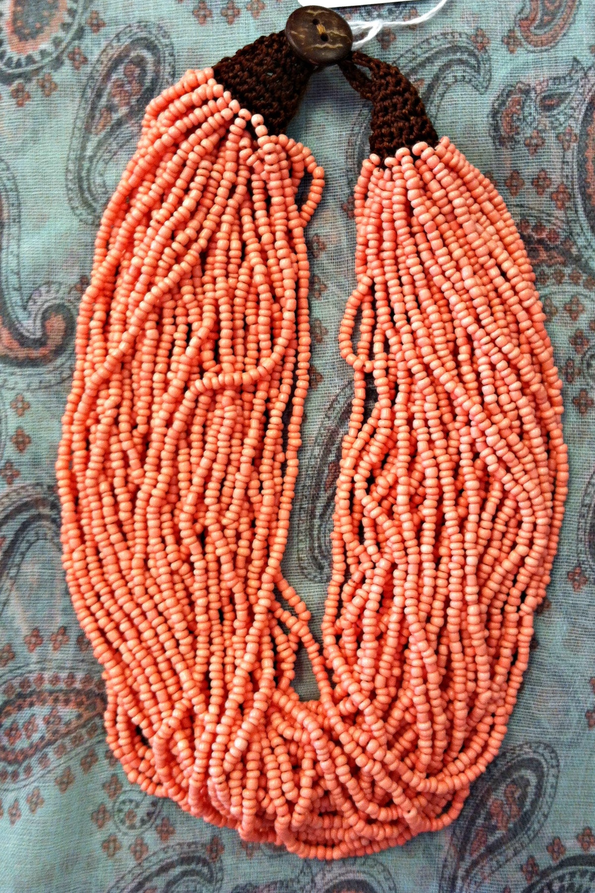 Multi Strand Beaded Necklace, Coral