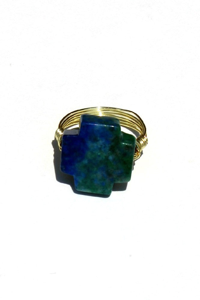 Swara Jewelry: Gemstone Ring, Green/Blue