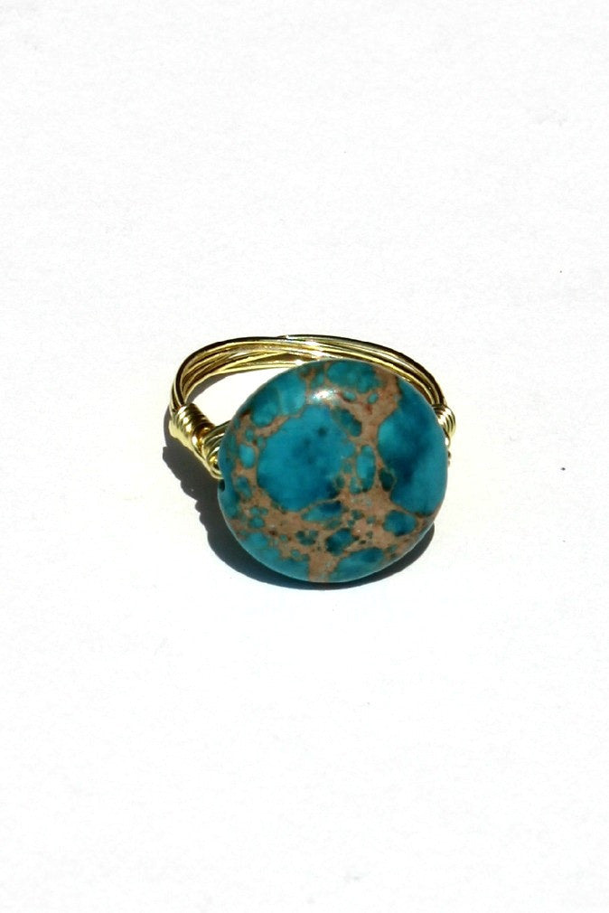 Swara Jewelry: Circle Gemstone Ring, Turquoise