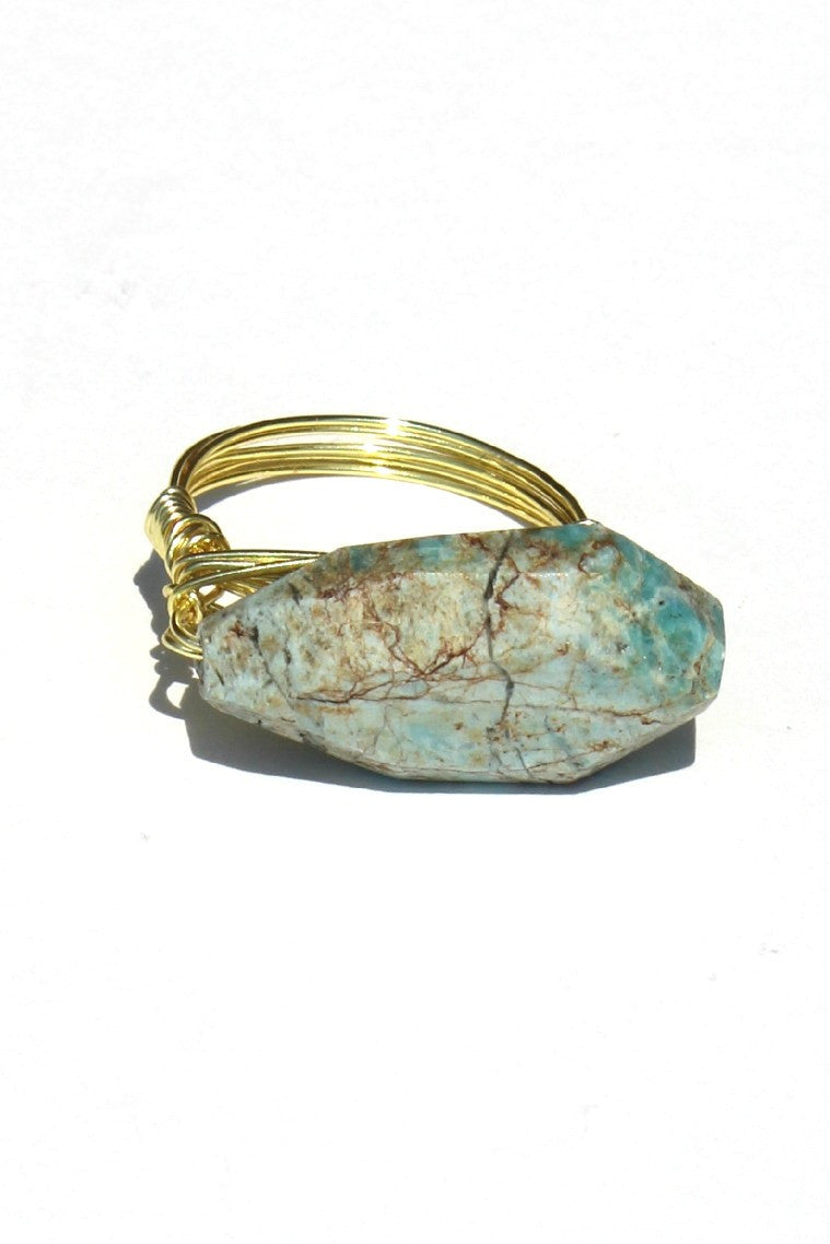 Swara Jewelry: Gemstone Ring, Green/Gray