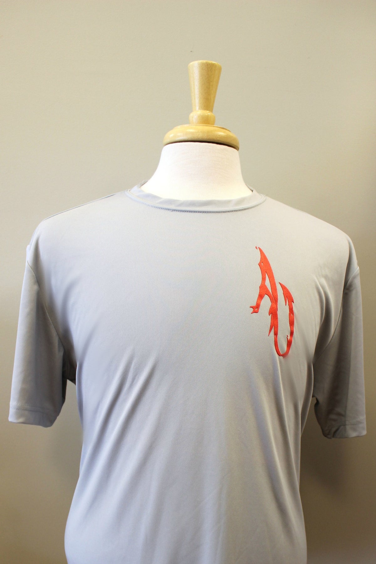 Angler Up: Short Sleeve Performance Tee, Gray/Red
