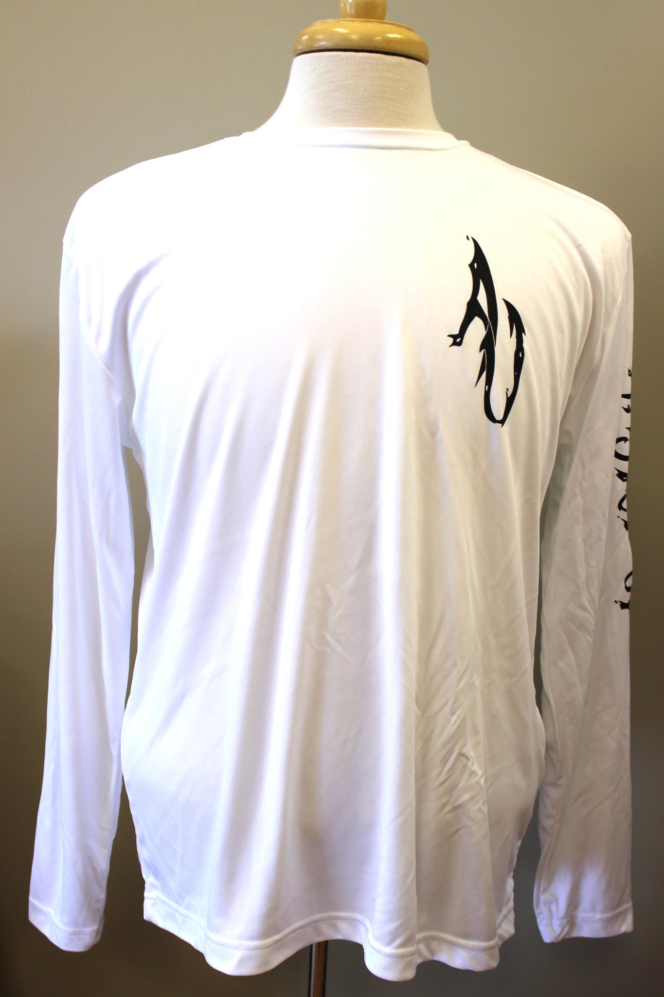 Angler Up: Long Sleeve Performance Tee, White/Black