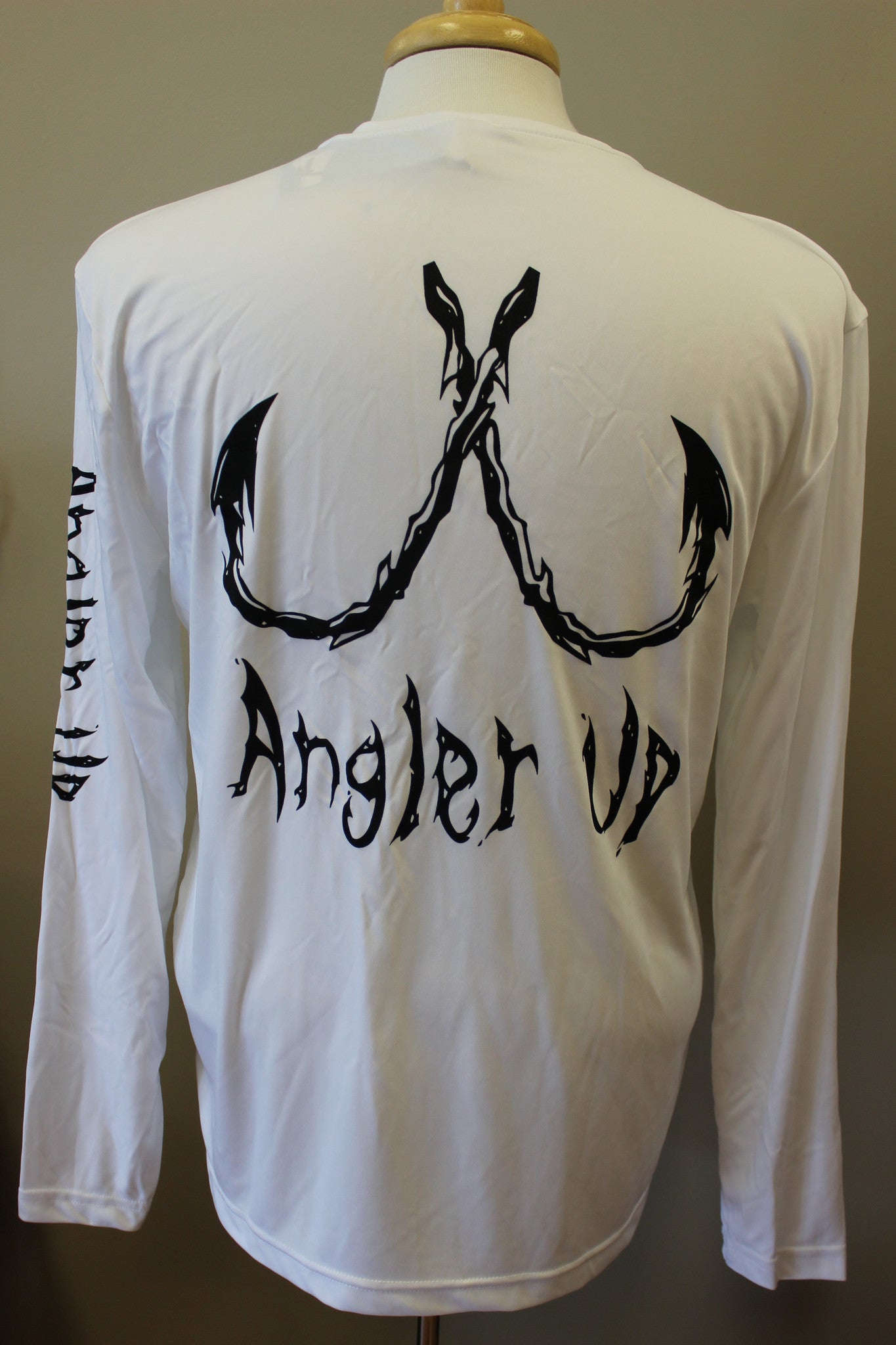 Angler Up: Long Sleeve Performance Tee, White/Black