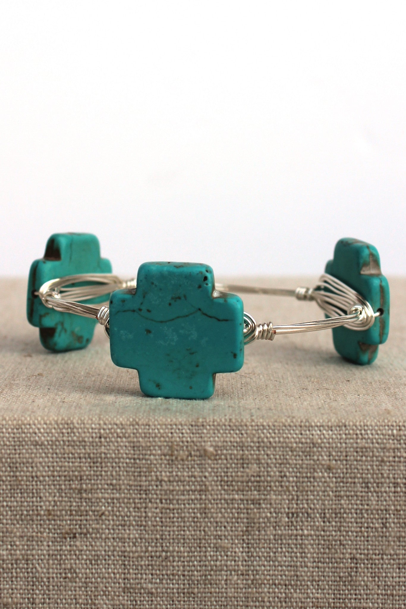 Square Cross Bangle, Turquoise