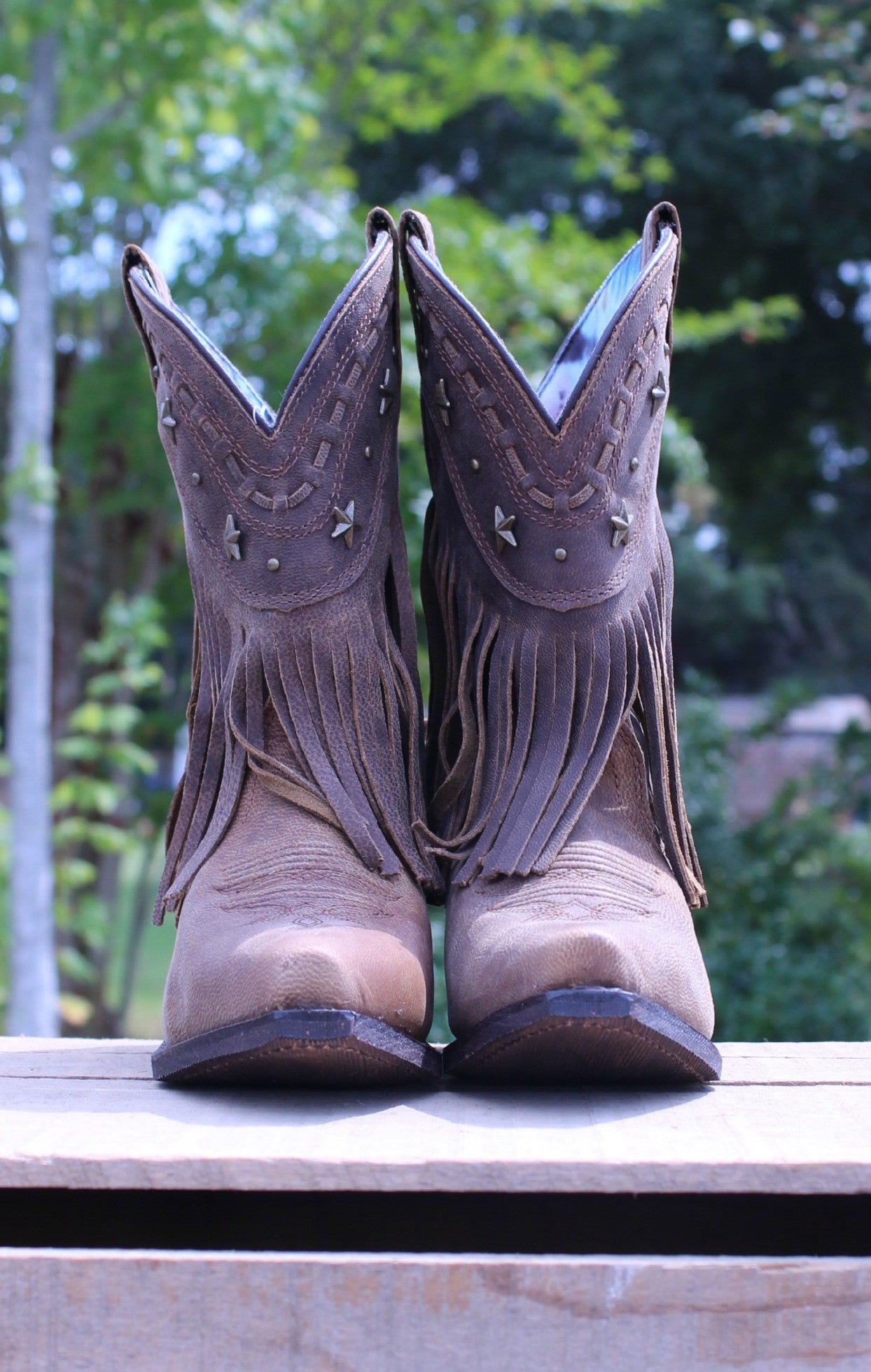 Dingo: Hang Low Fringe Boots, Brown
