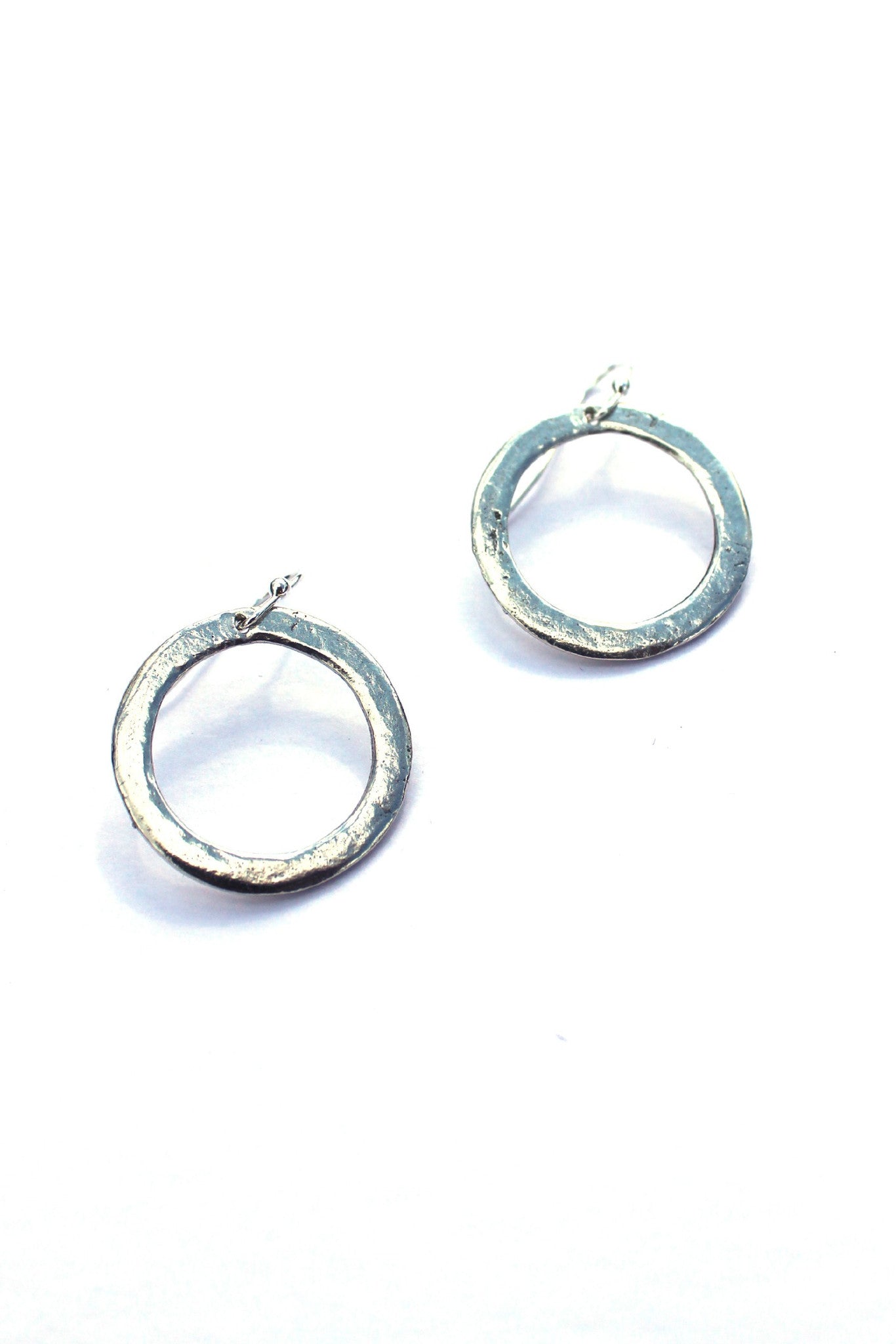 Julio: Circle Earrings, Silver