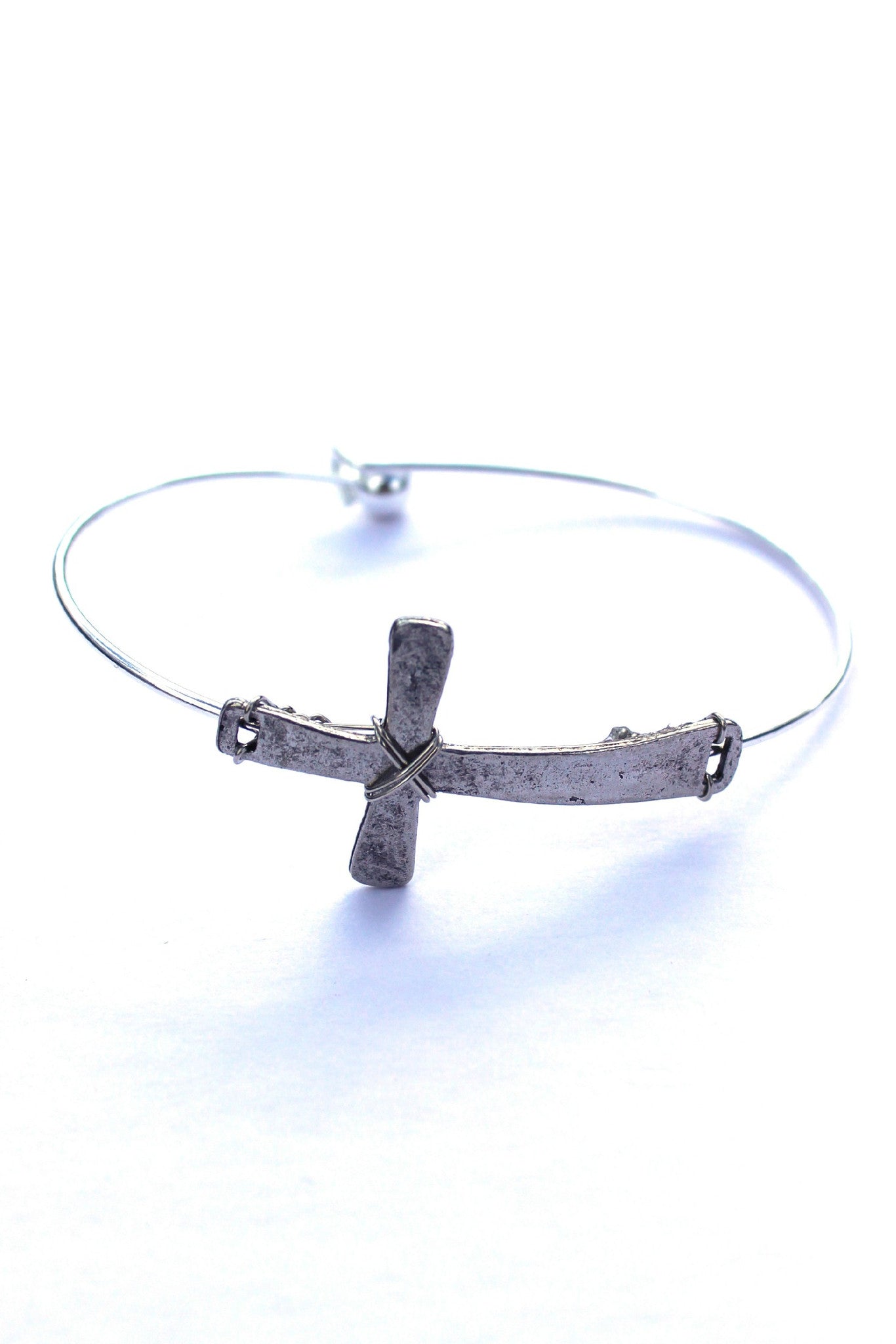 Julio: Wired Cross Bracelet, Silver