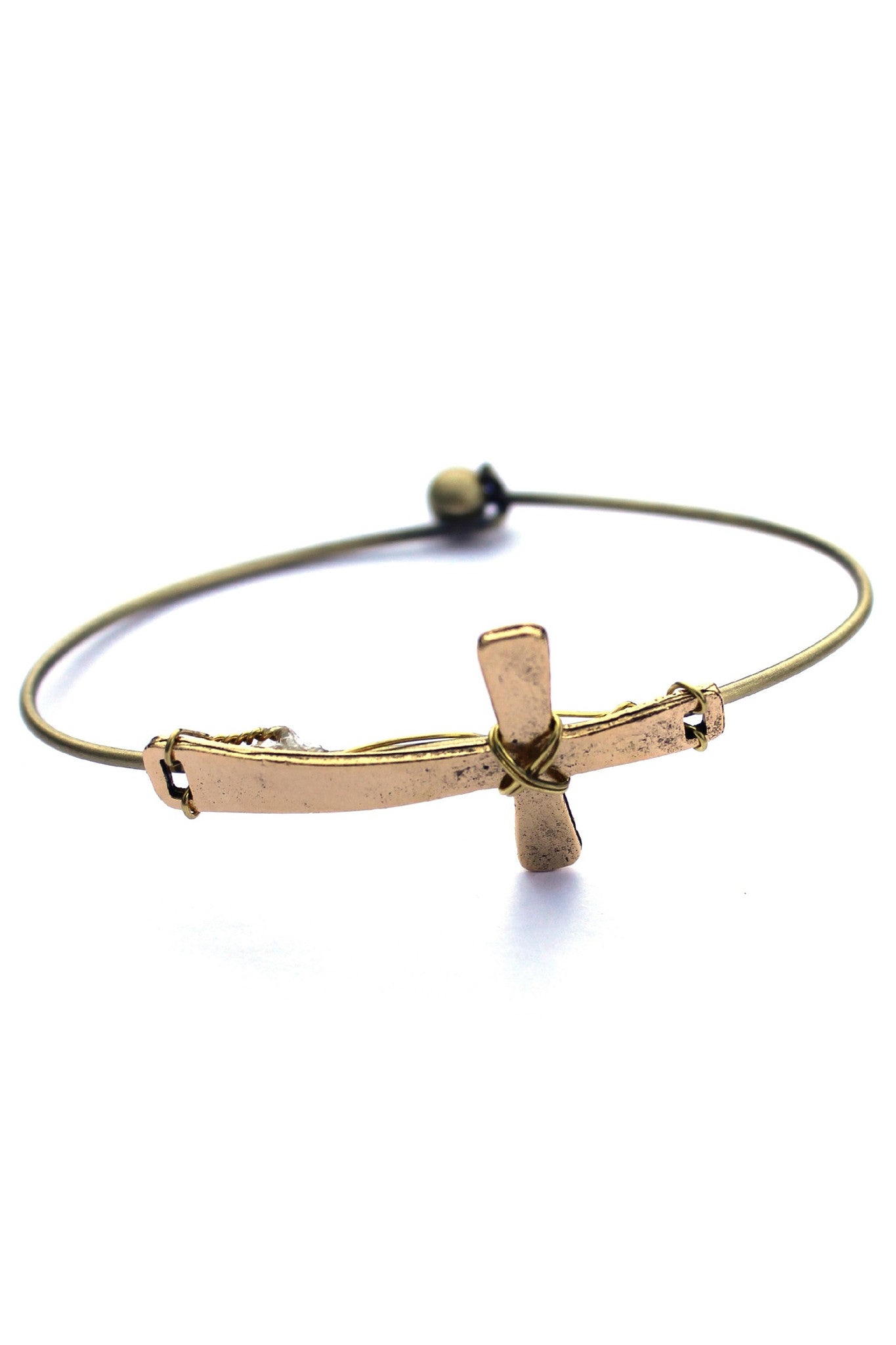 Julio: Wired Cross Bracelet, Gold