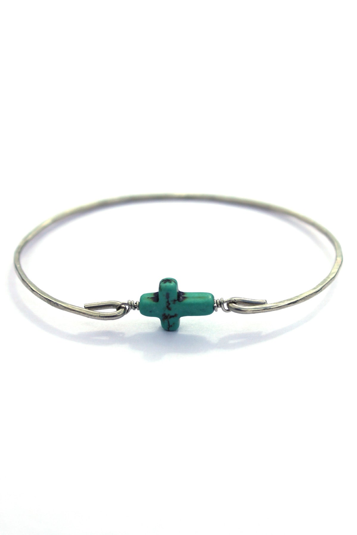 Julio: Wire Cross Charm Bracelet, Green