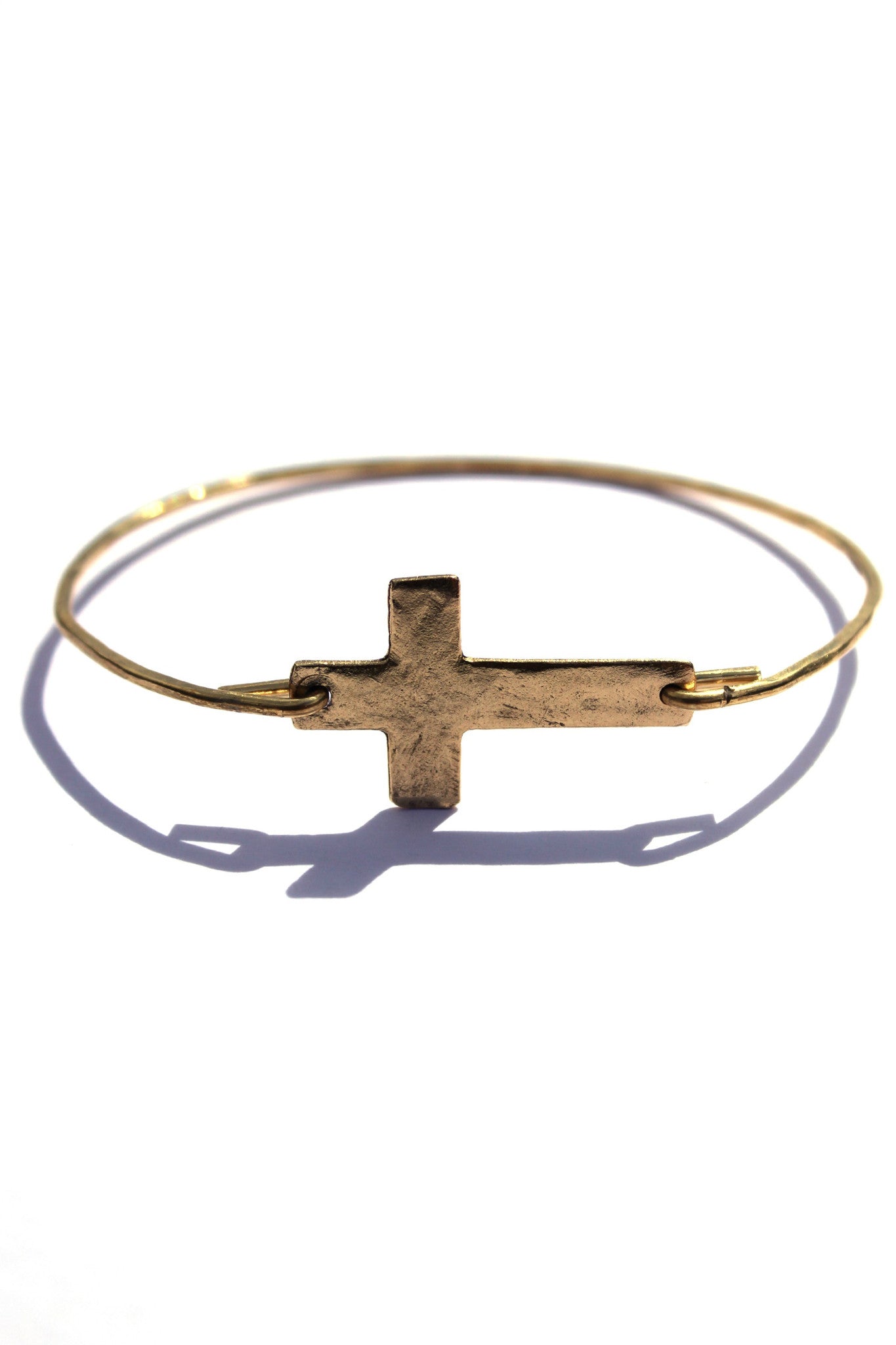 Julio: Wire Cross Charm Bracelet, Gold