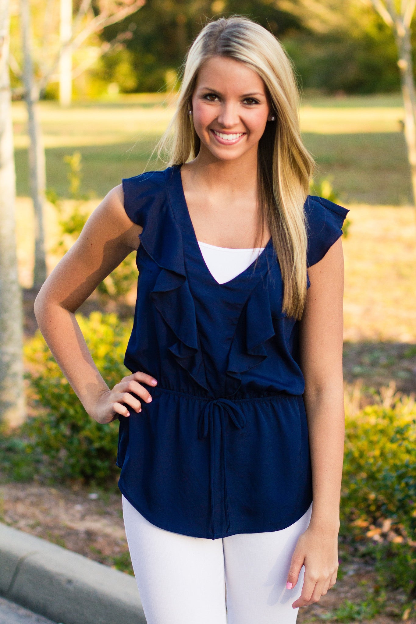 Glam: Leighton Blouse, Navy