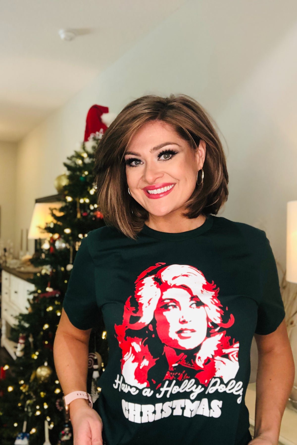 Holly Dolly Christmas Tee, Green