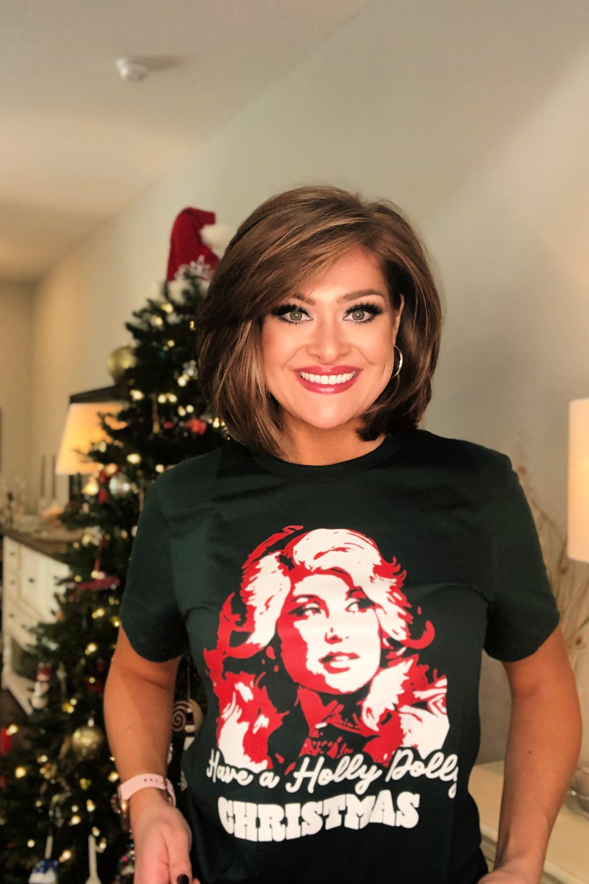 Holly Dolly Christmas Tee, Green