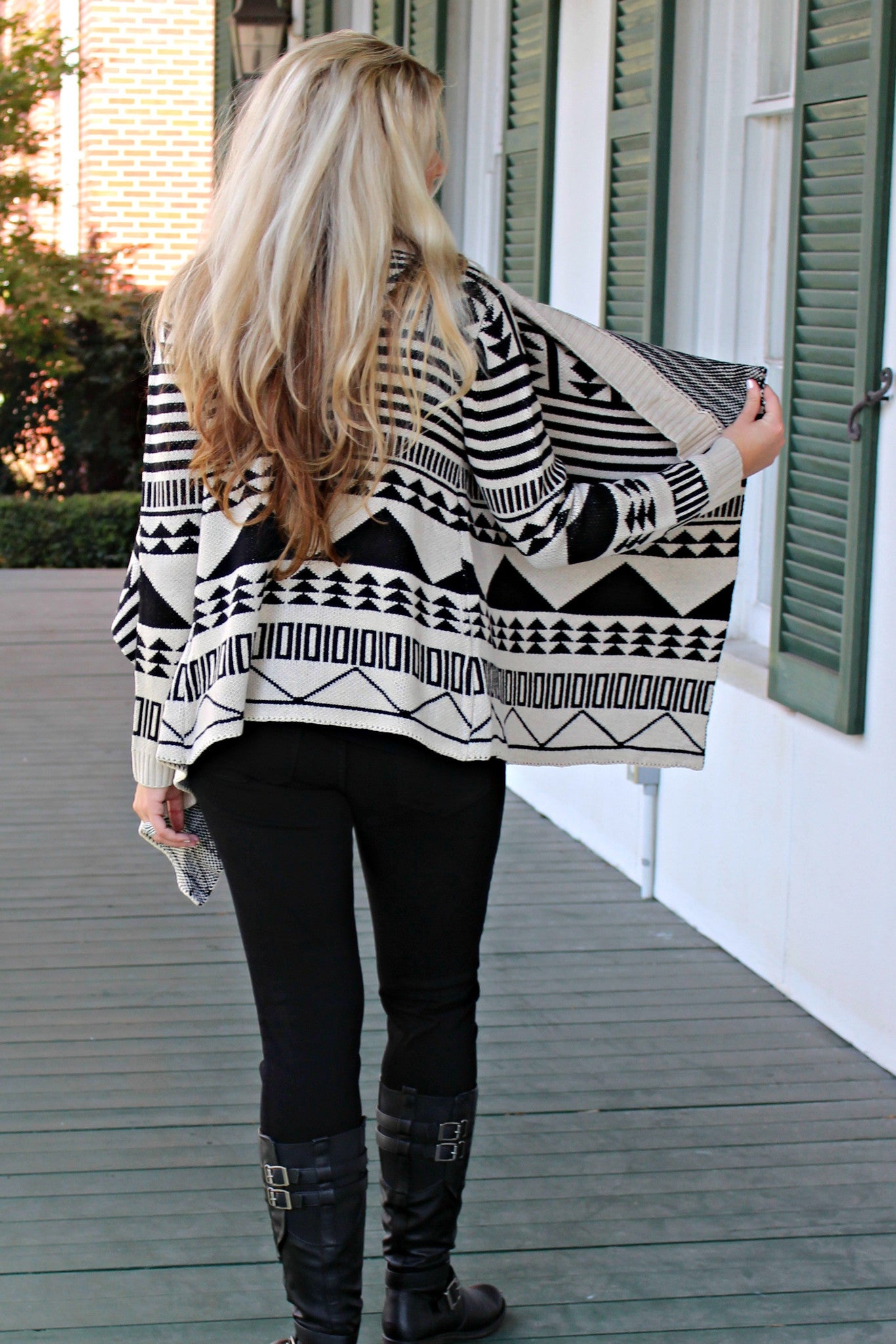 Waterfall Cardigan, Taupe/Black