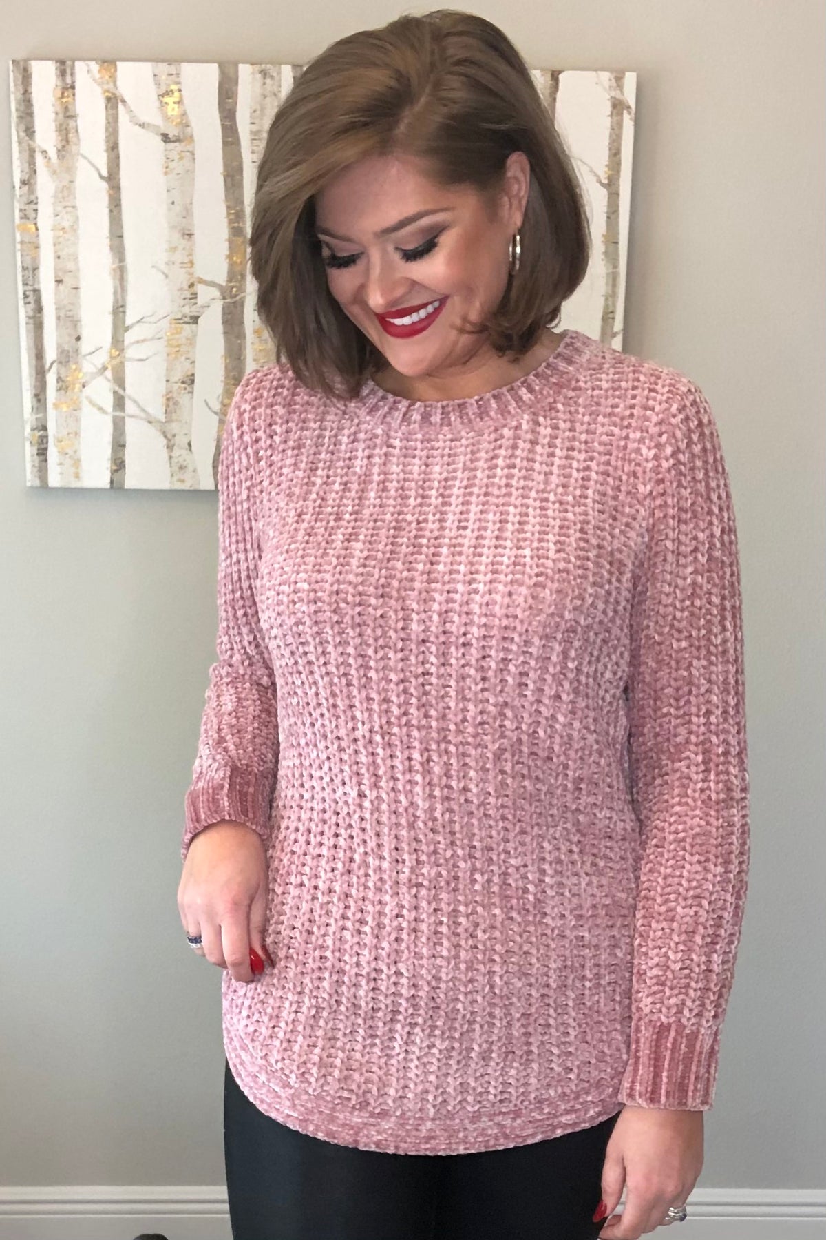 Chenille Sweater, Pink