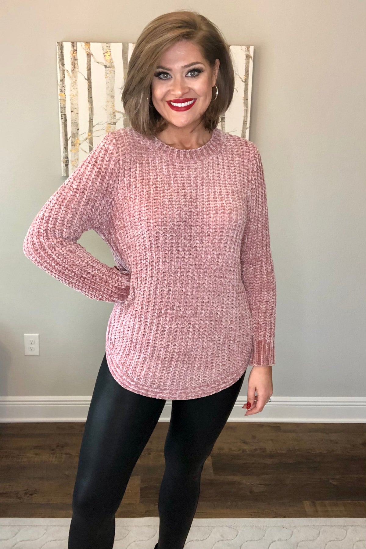 Chenille Sweater, Pink