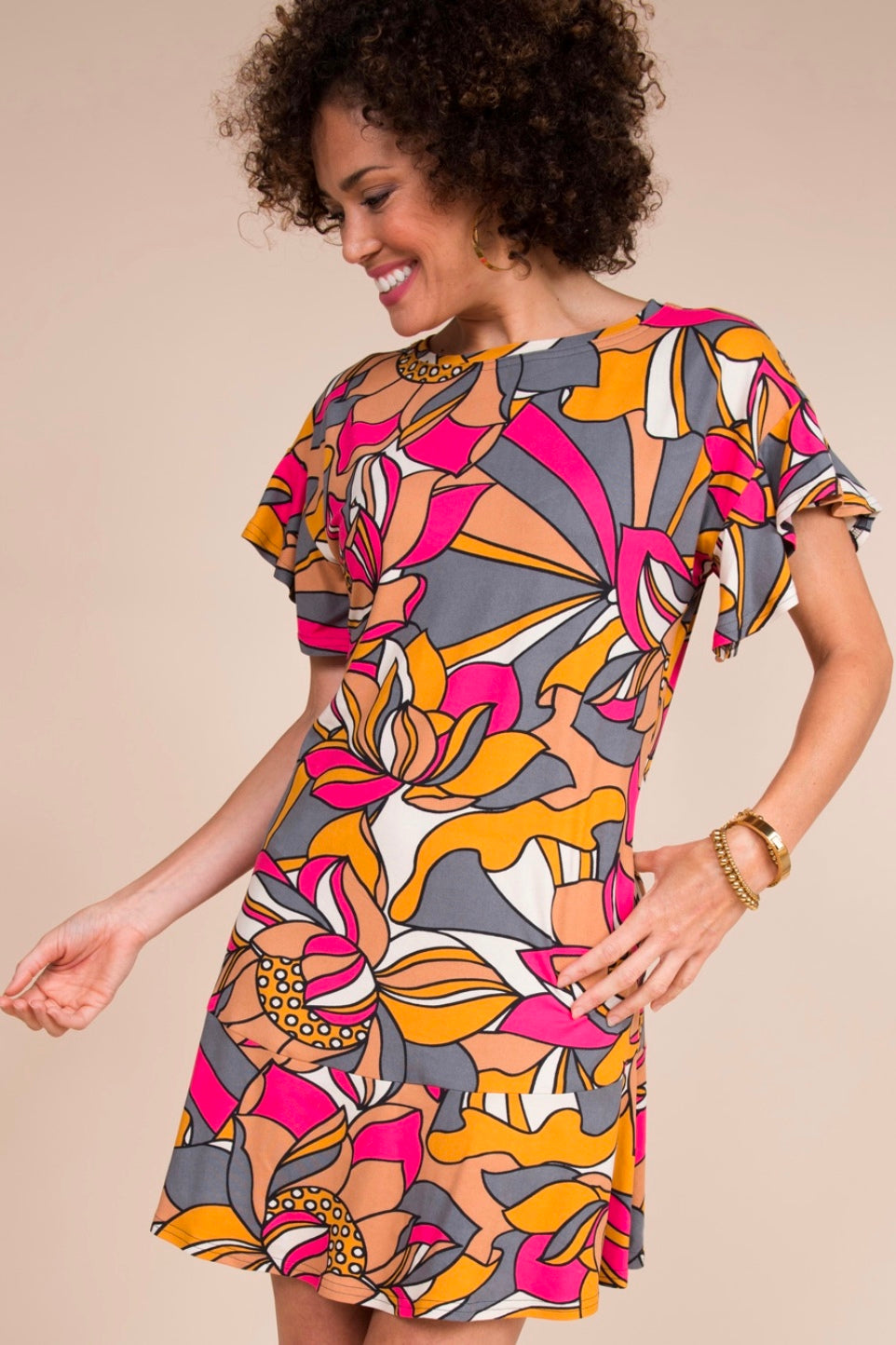 Uncle Frank: Flounce Hem Knit Dress, Floral