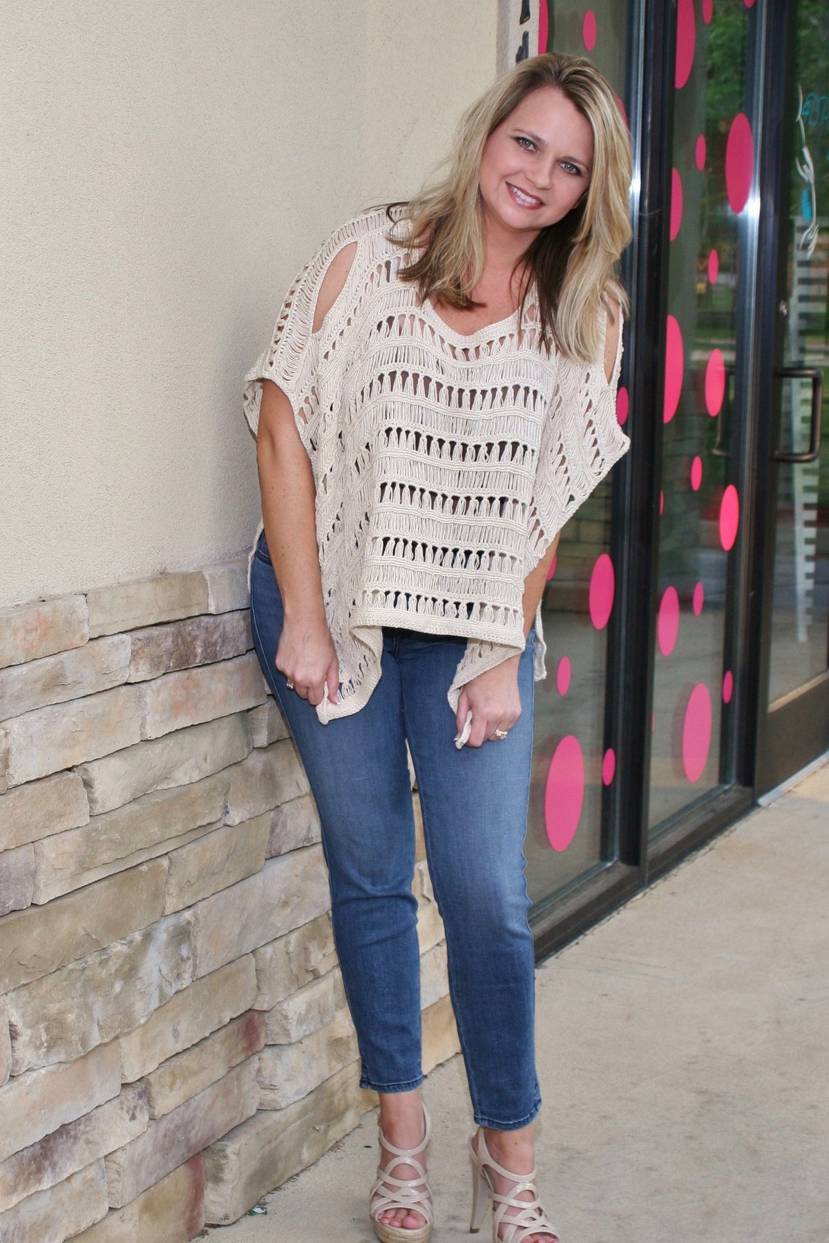 Aryn K: Margarette Poncho Top, Ivory