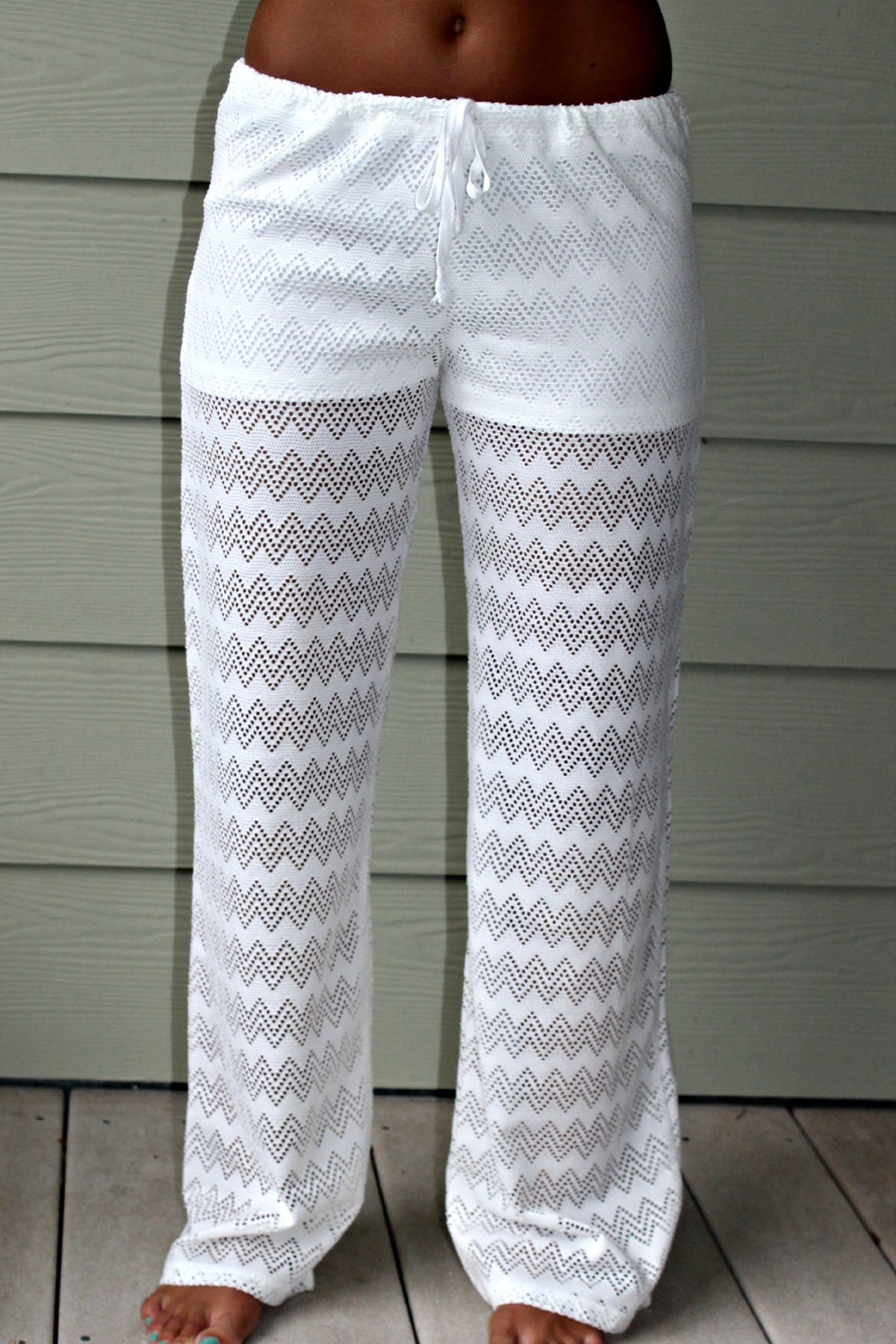 Chevron Knit Pants, Ivory