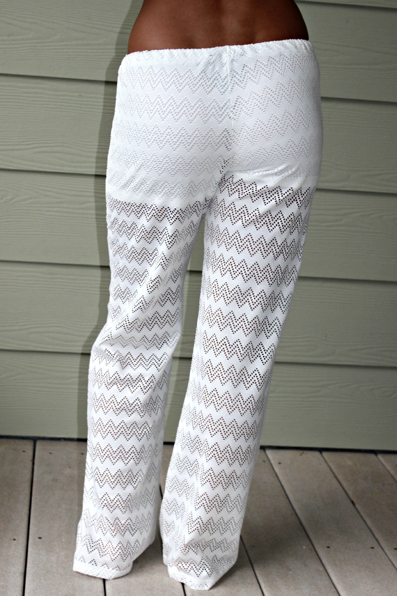 Chevron Knit Pants, Ivory