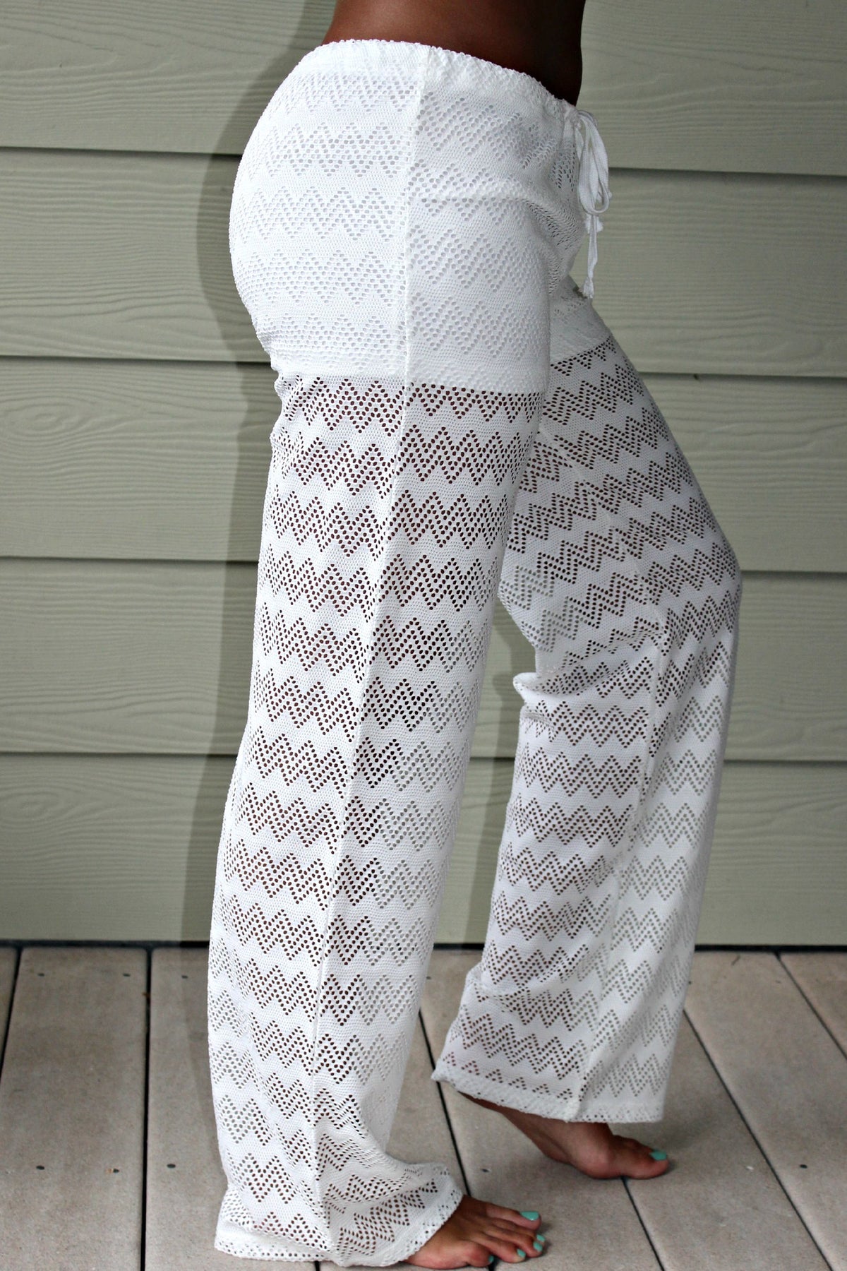 Chevron Knit Pants, Ivory