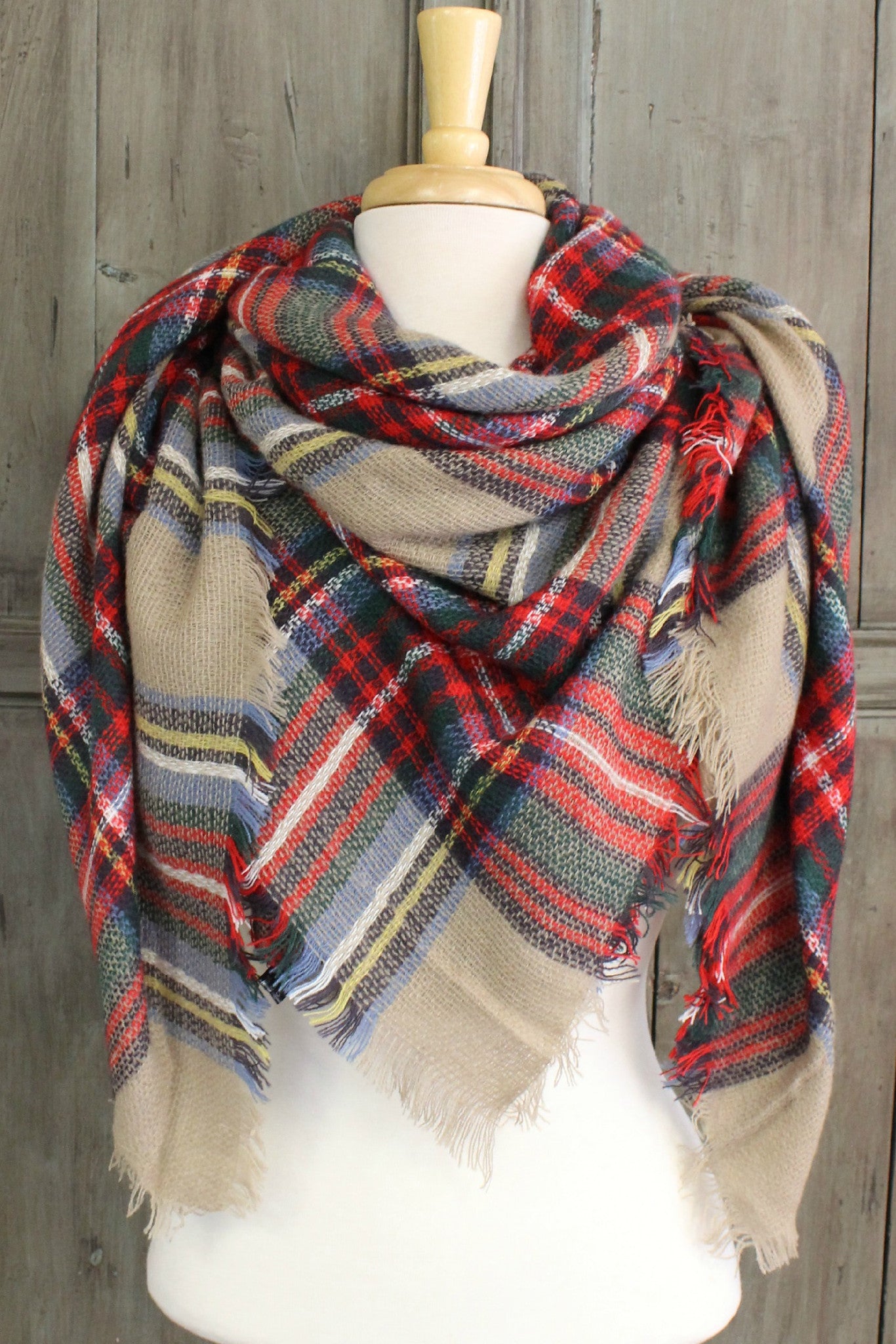 Plaid Blanket Scarf, Multi